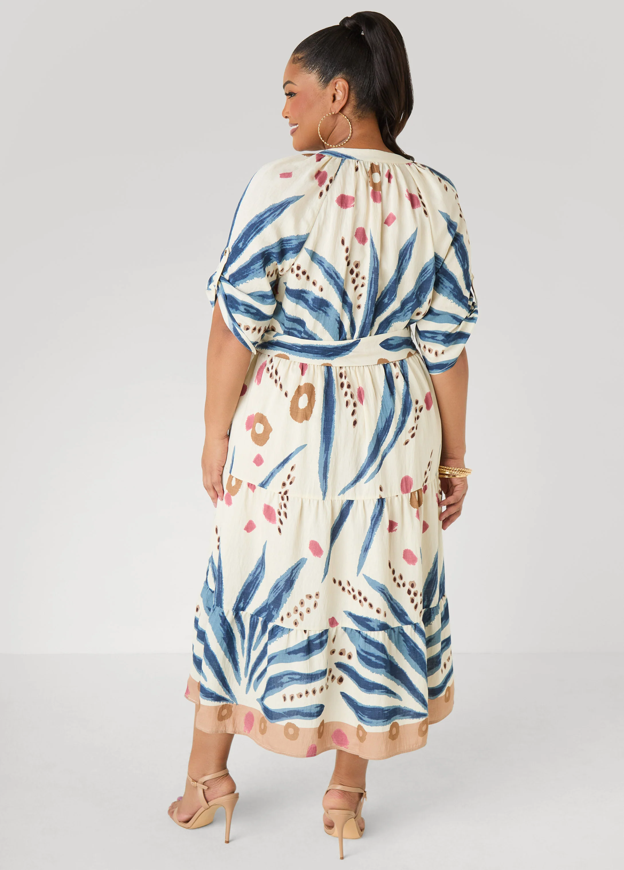 Abstract Print A Line Midaxi Dress - Image 2