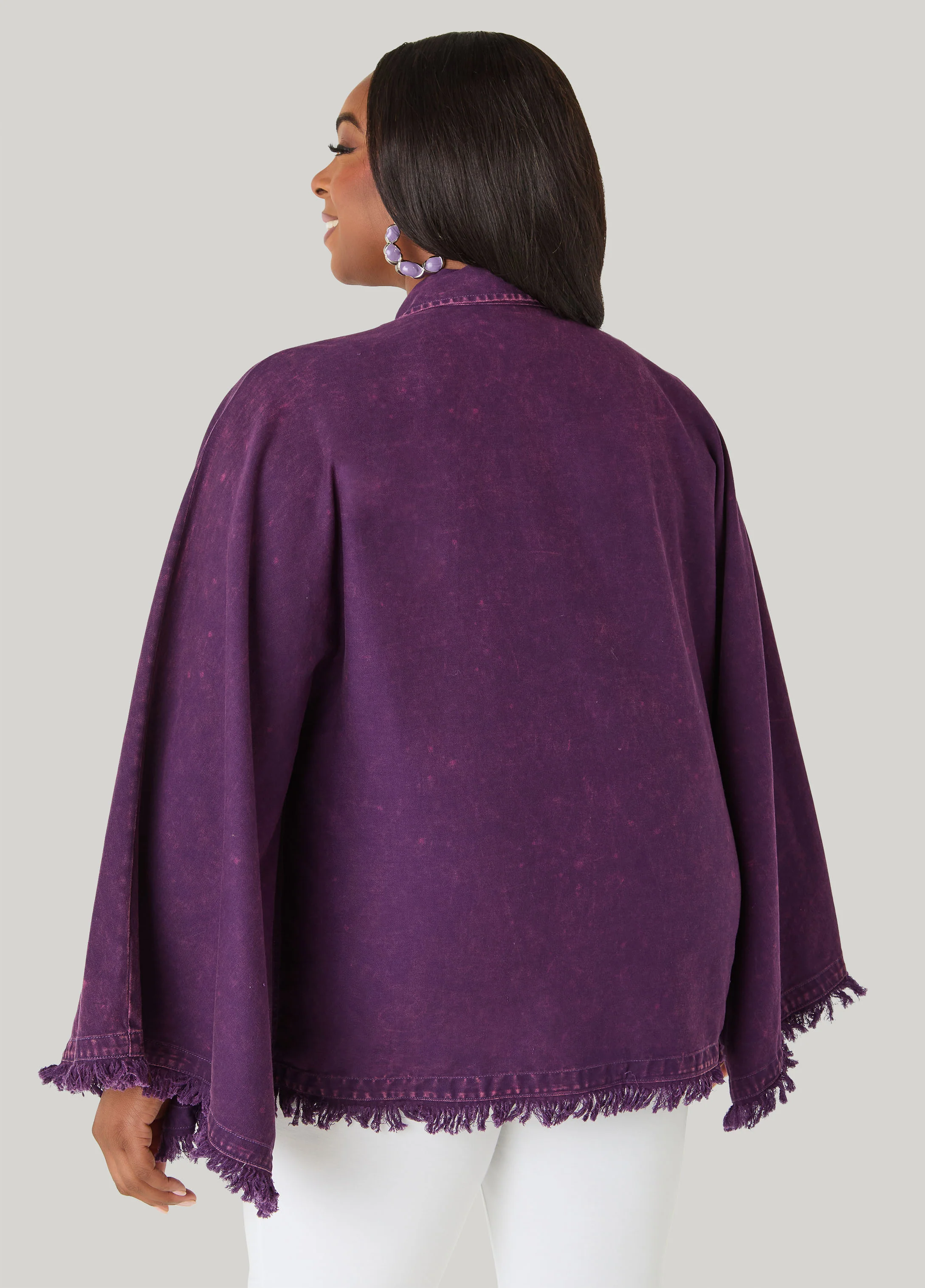 Bell Sleeved Denim Poncho - Image 2
