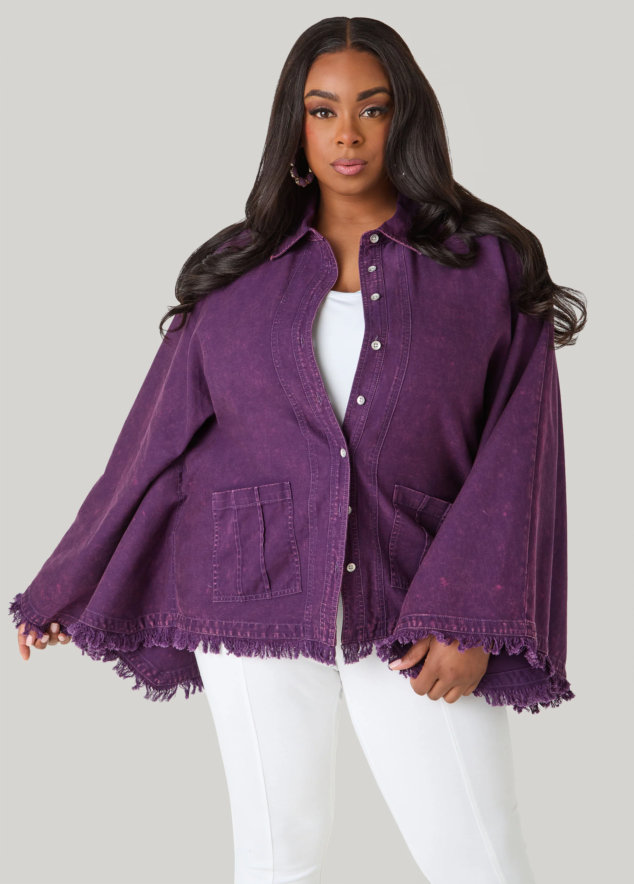 Bell Sleeved Denim Poncho - Image 4