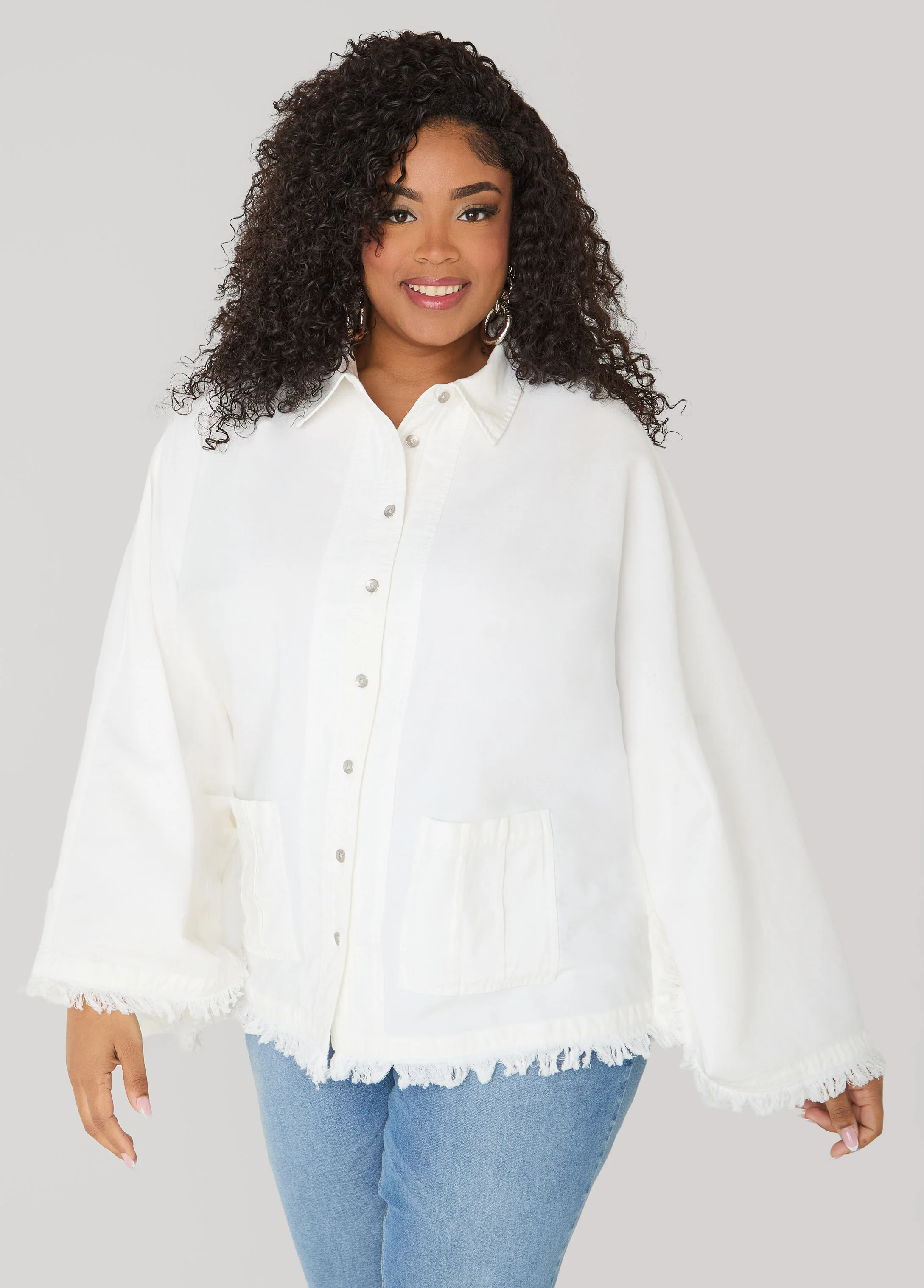 Bell Sleeved Denim Poncho - Image 5