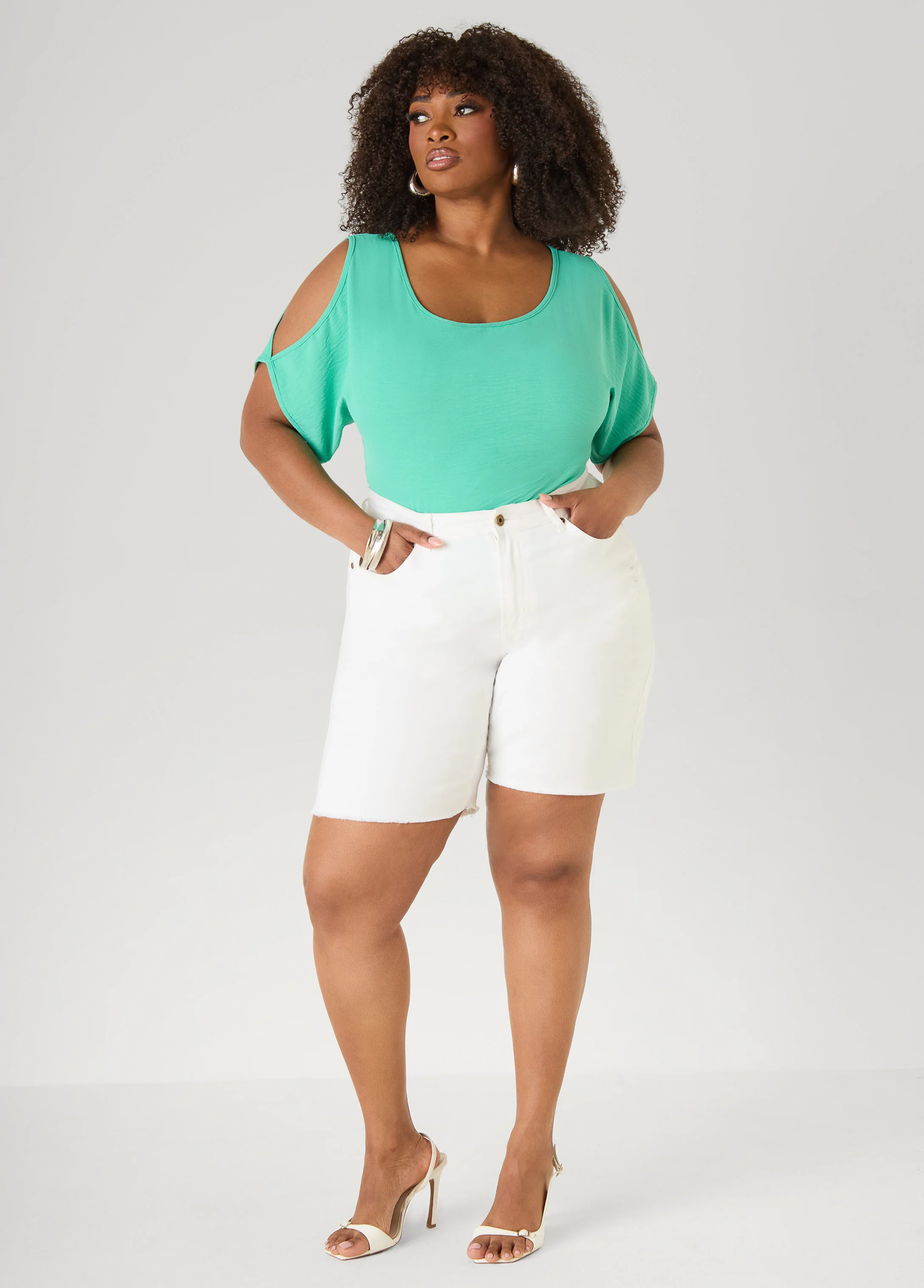 Textured Cold Shoulder Top - Image 11