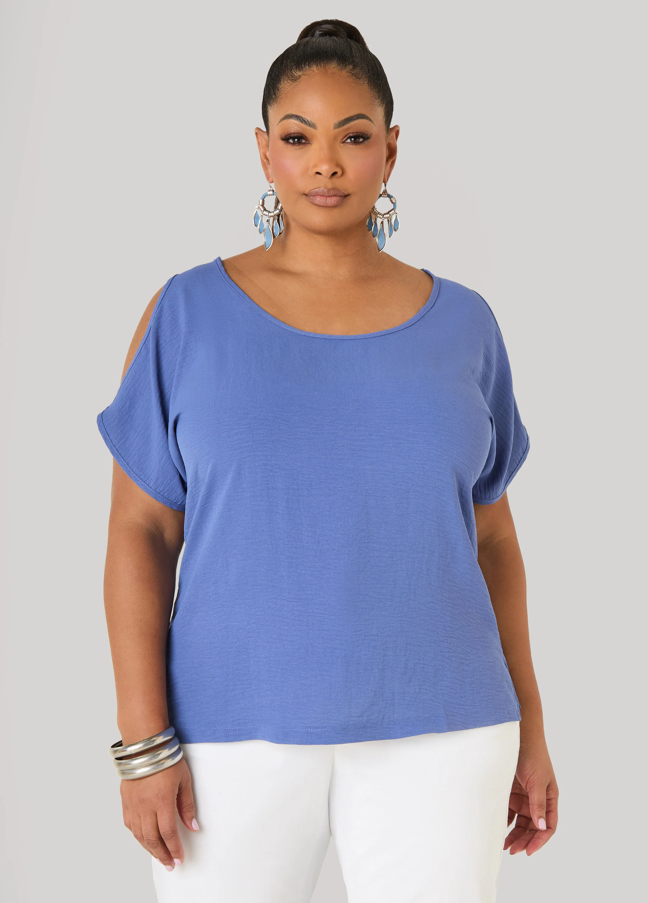 Textured Cold Shoulder Top - Image 13