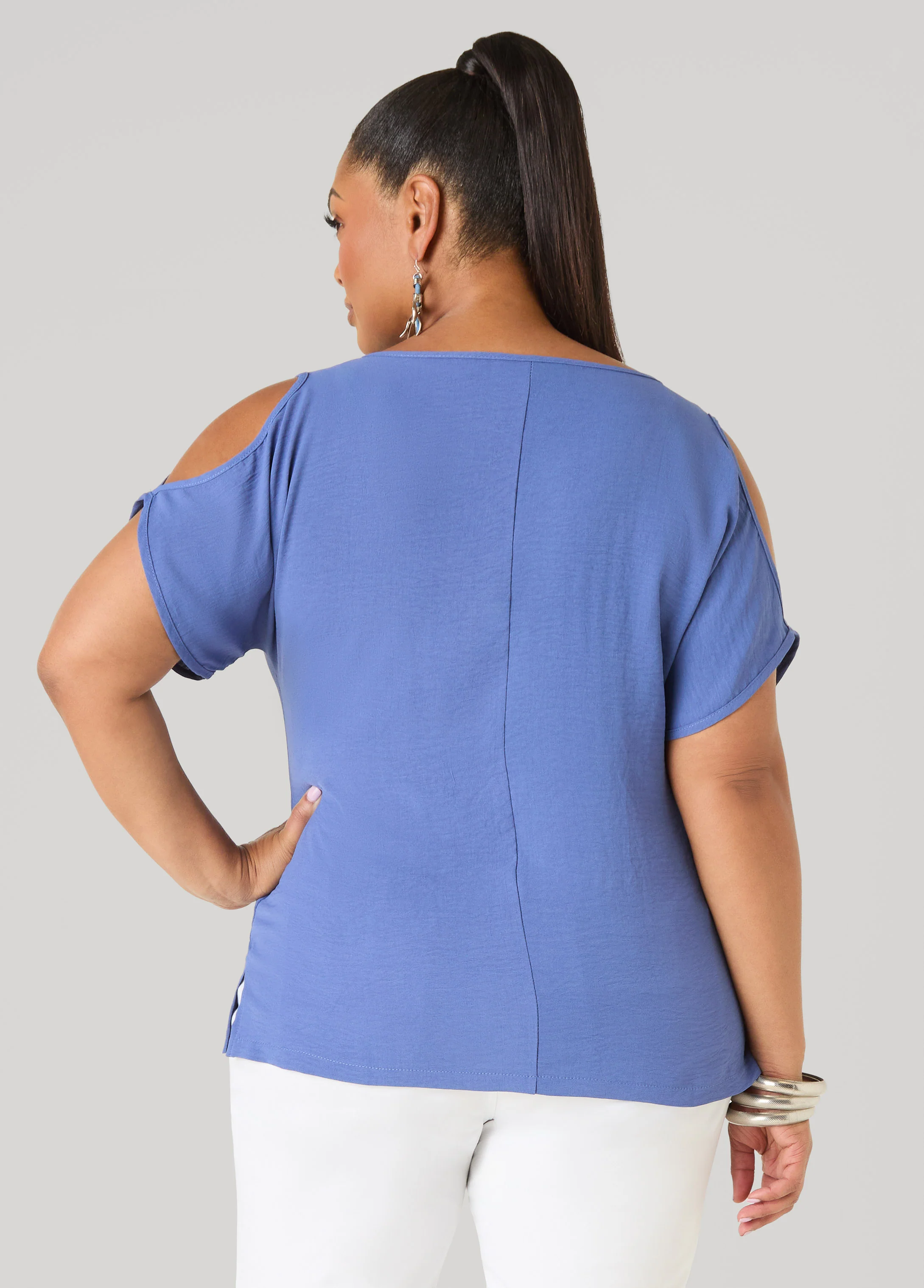 Textured Cold Shoulder Top - Image 14