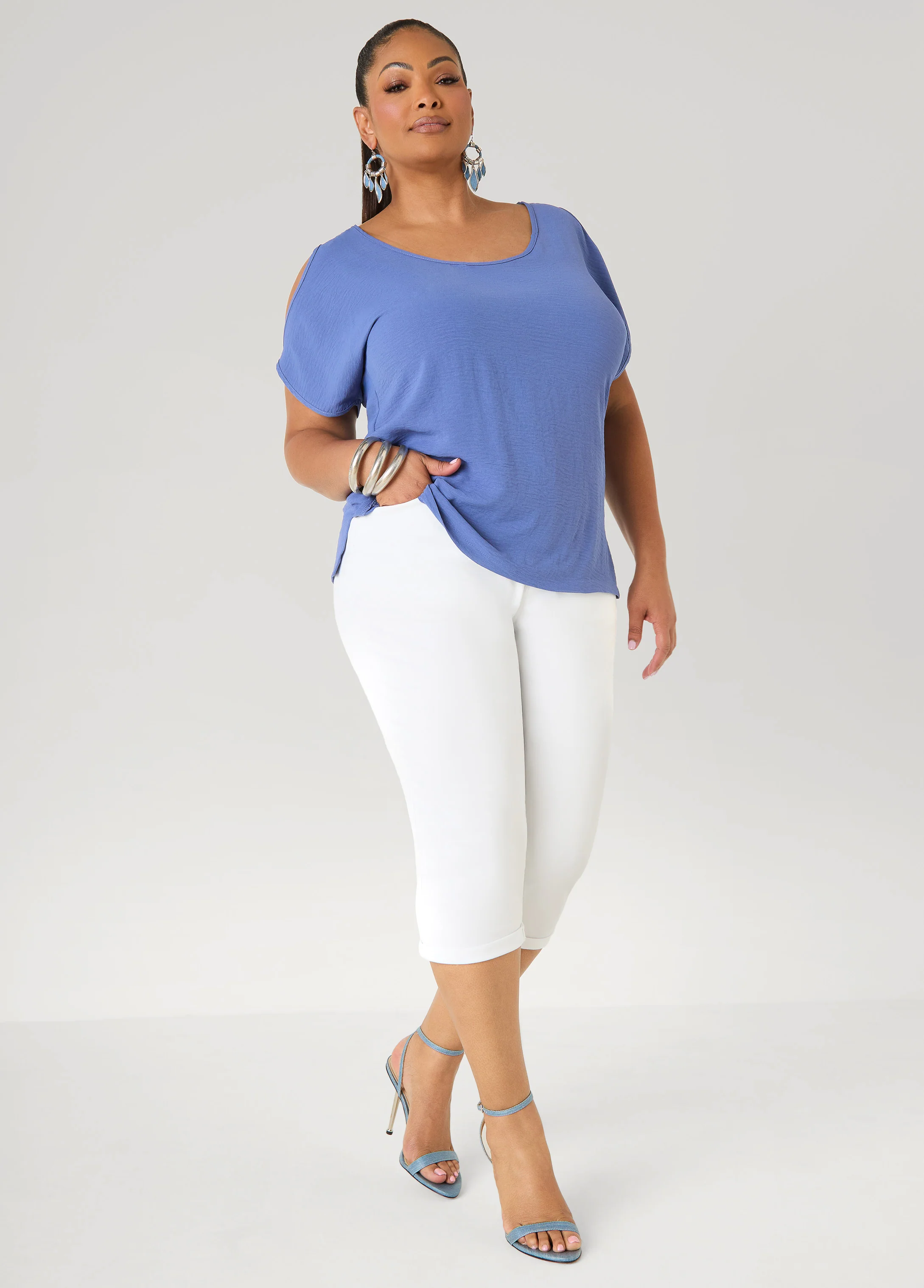 Textured Cold Shoulder Top - Image 15