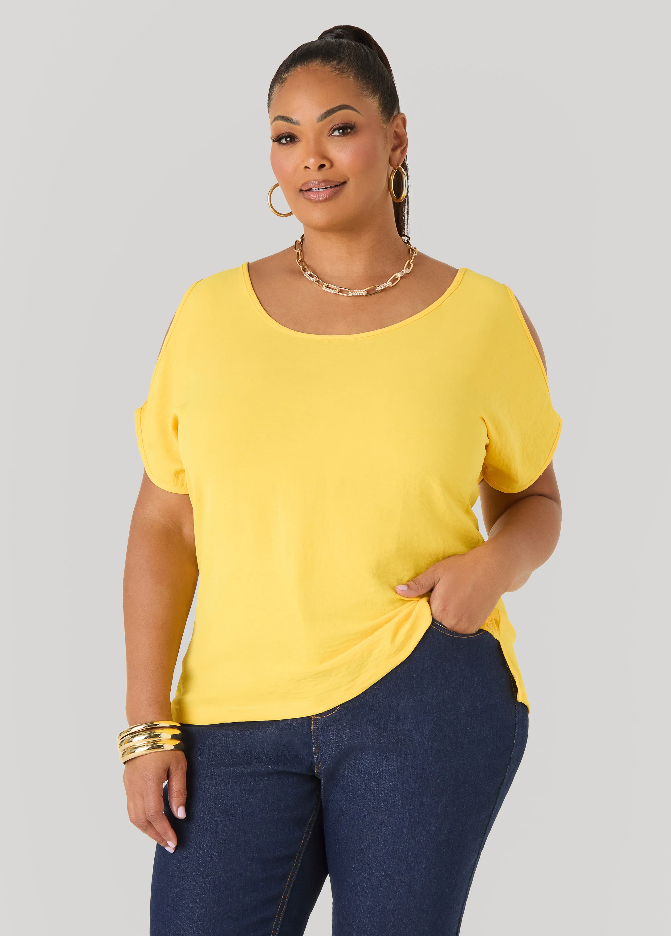 Textured Cold Shoulder Top - Image 18