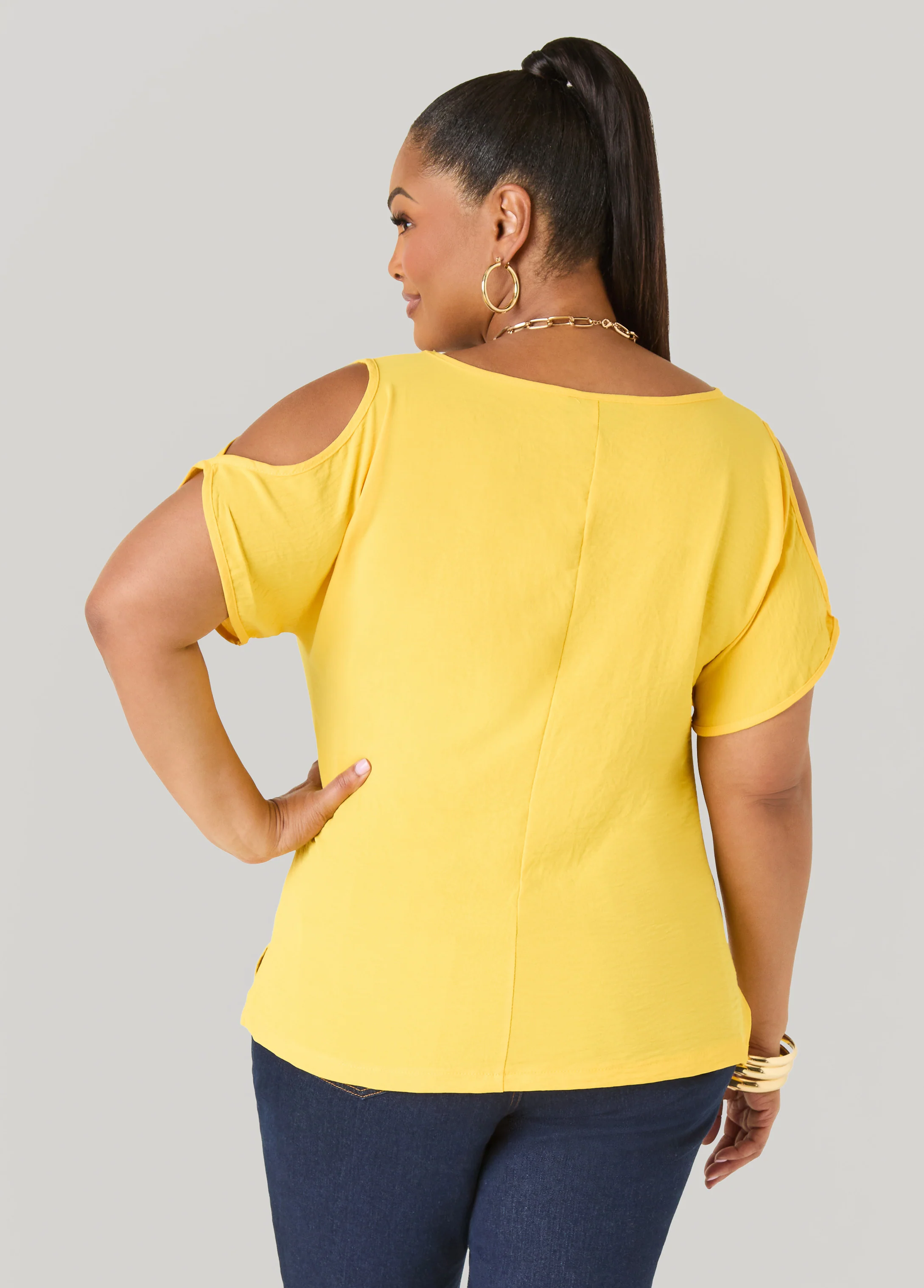 Textured Cold Shoulder Top - Image 19