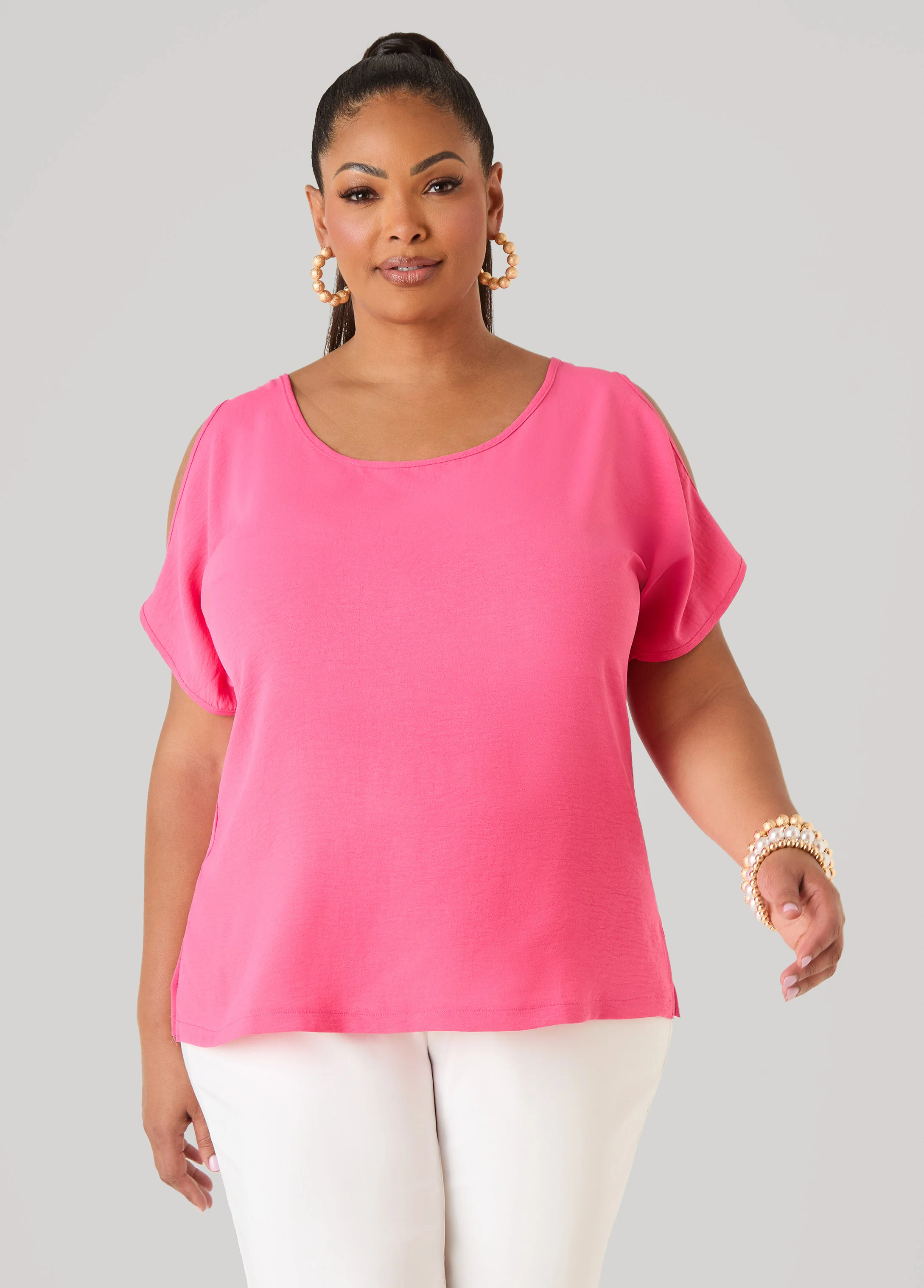 Textured Cold Shoulder Top - Image 22