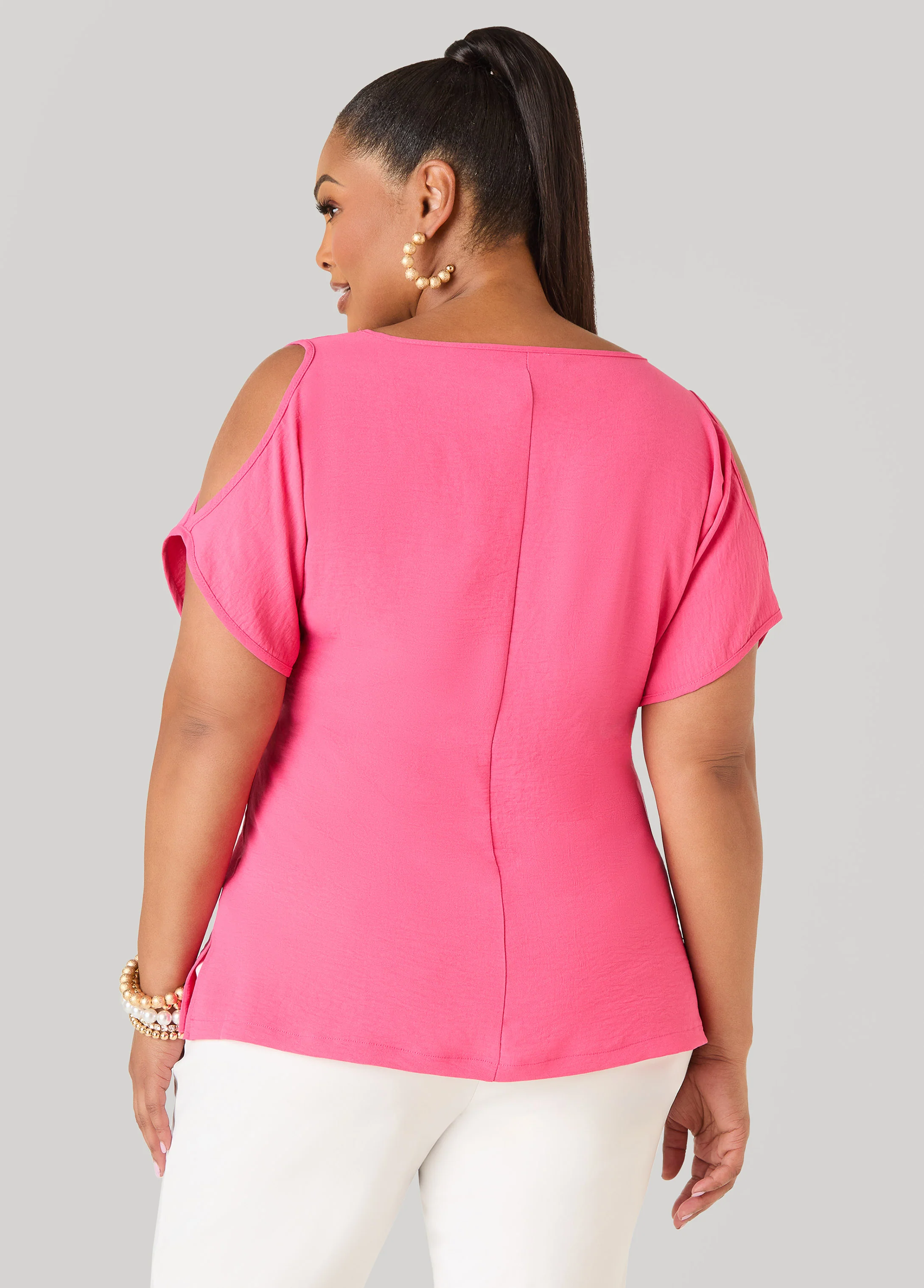 Textured Cold Shoulder Top - Image 23