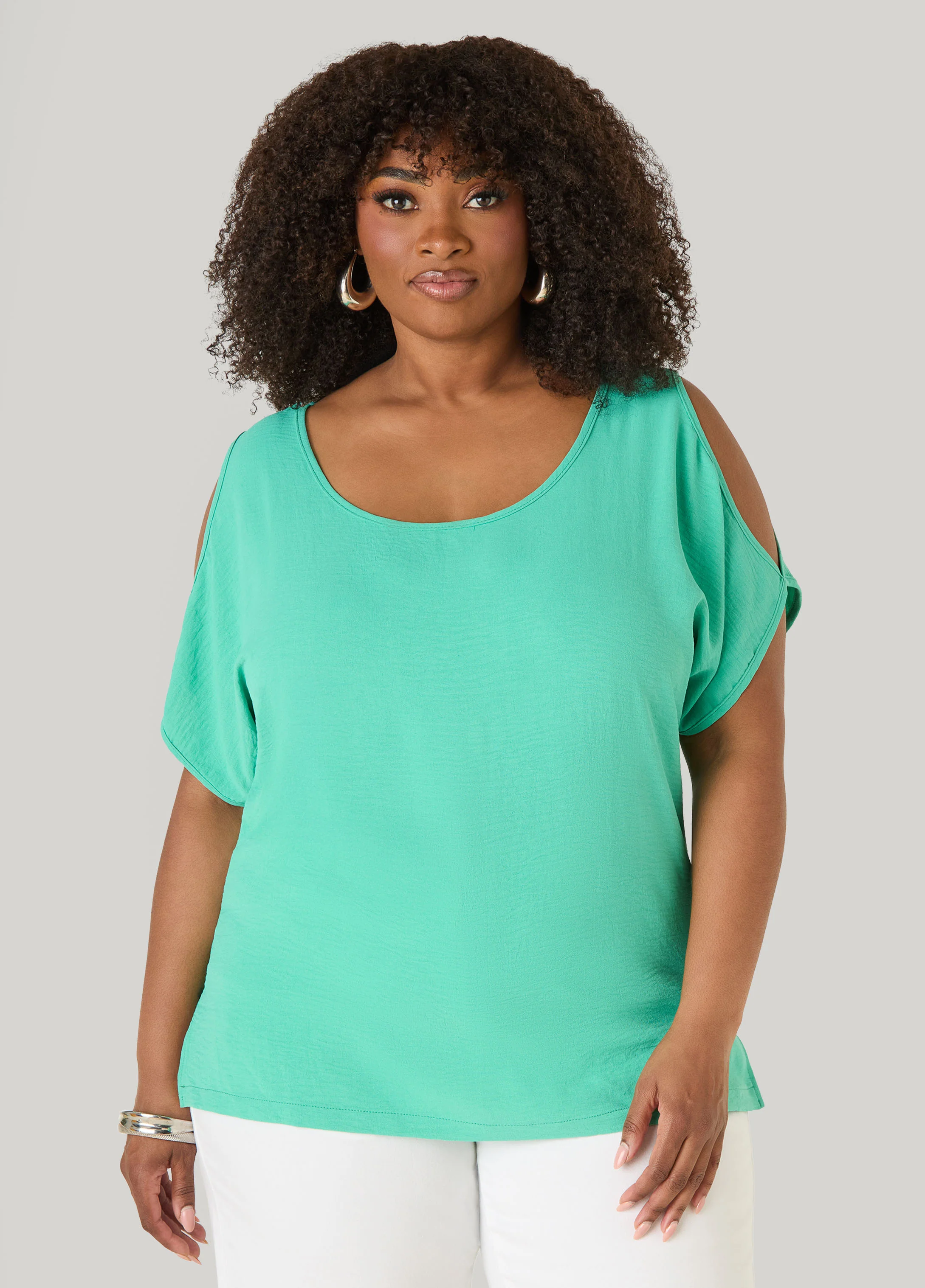 Textured Cold Shoulder Top - Image 9