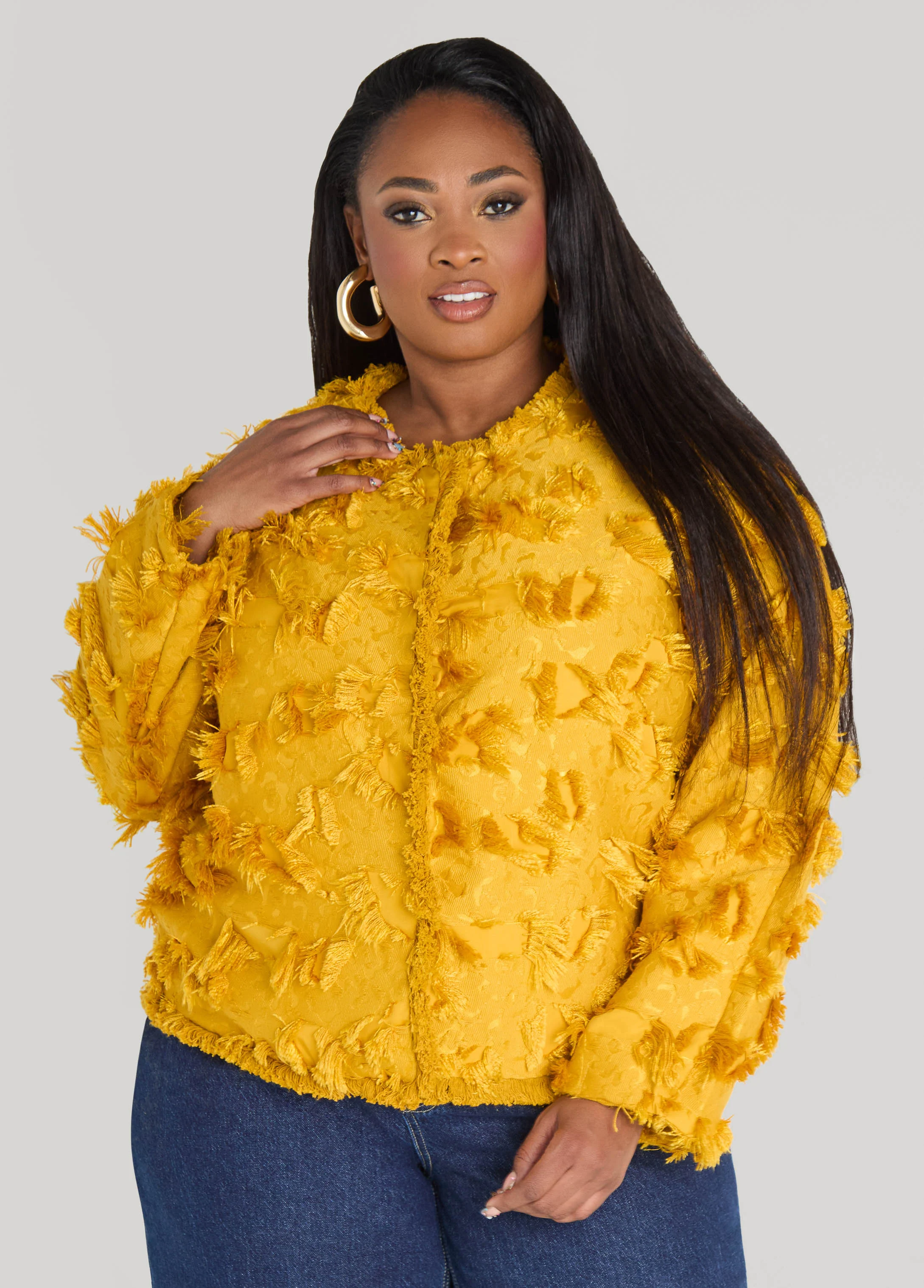 Frayed Textured Twill Jacket - Image 5