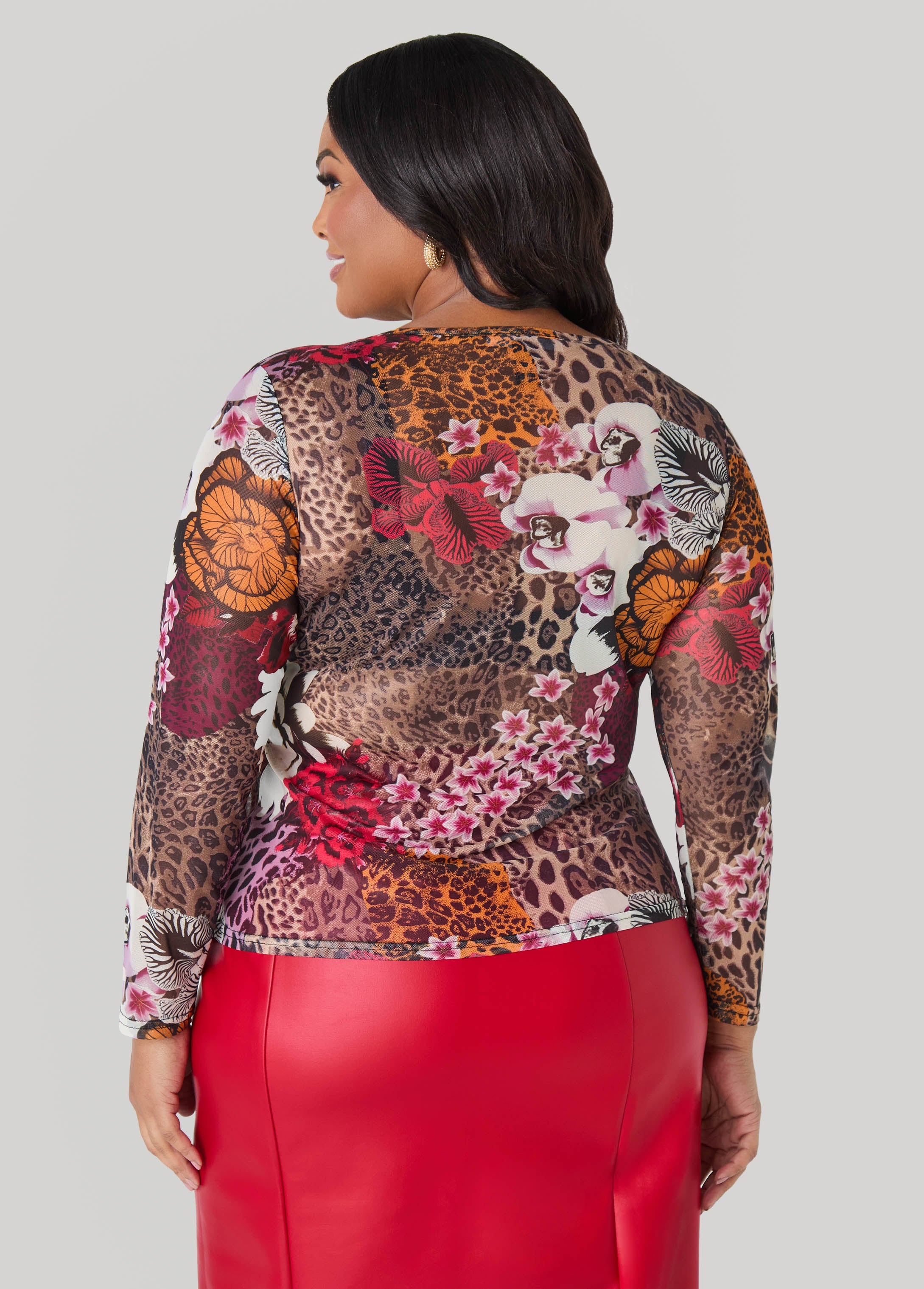 Printed Stretch Mesh Top - Image 2