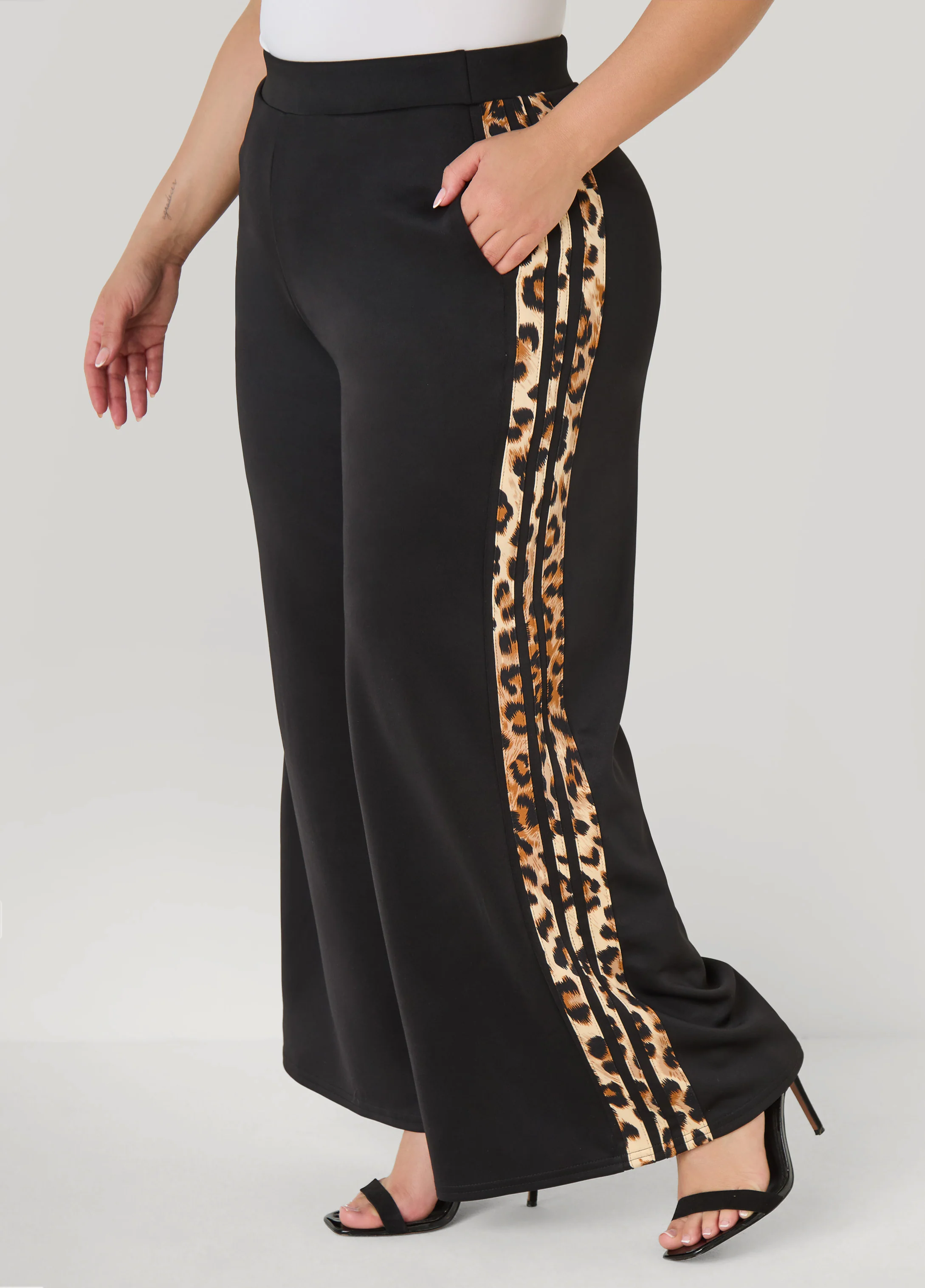 Animal Striped Wide Leg Pants - Image 3