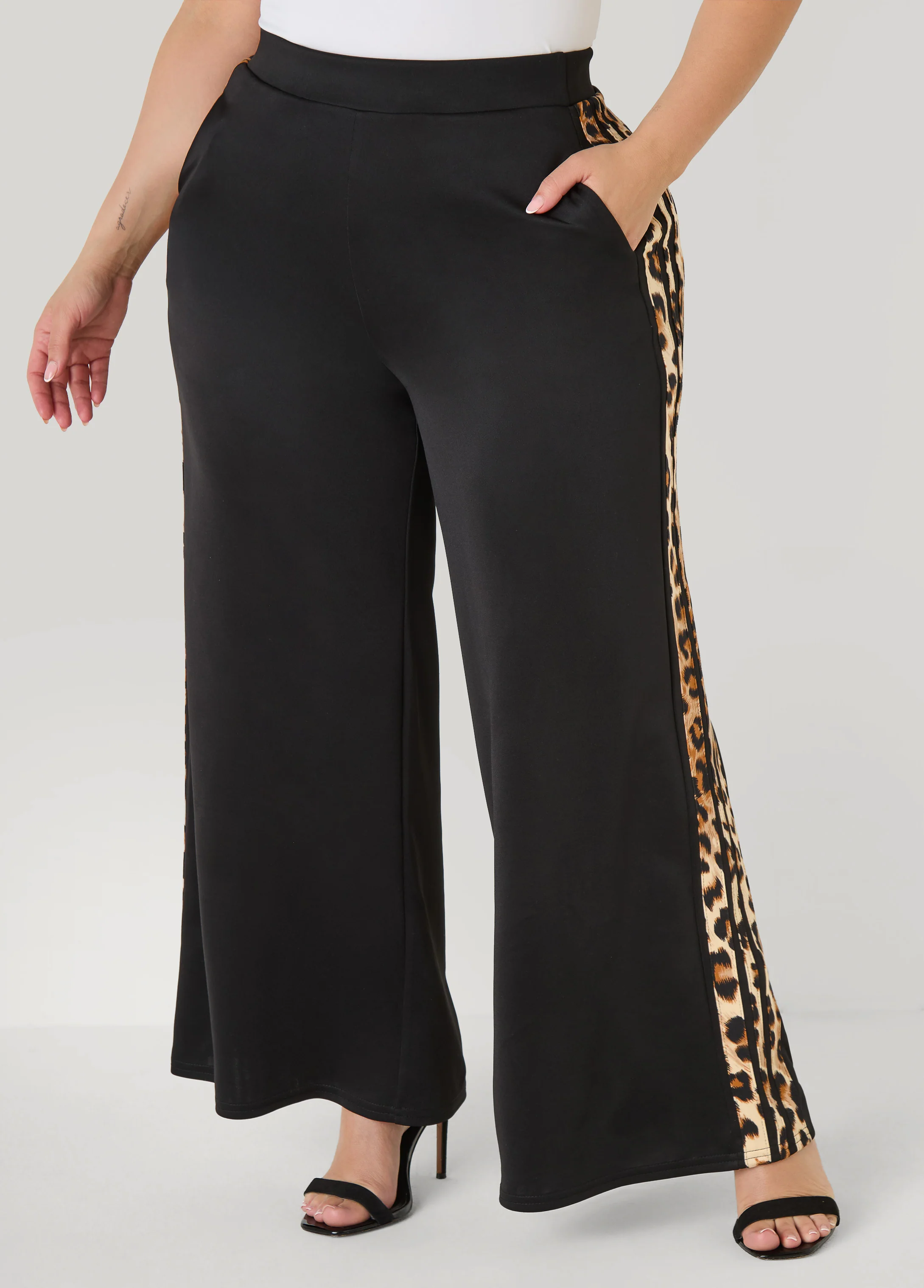 Animal Striped Wide Leg Pants - Image 4