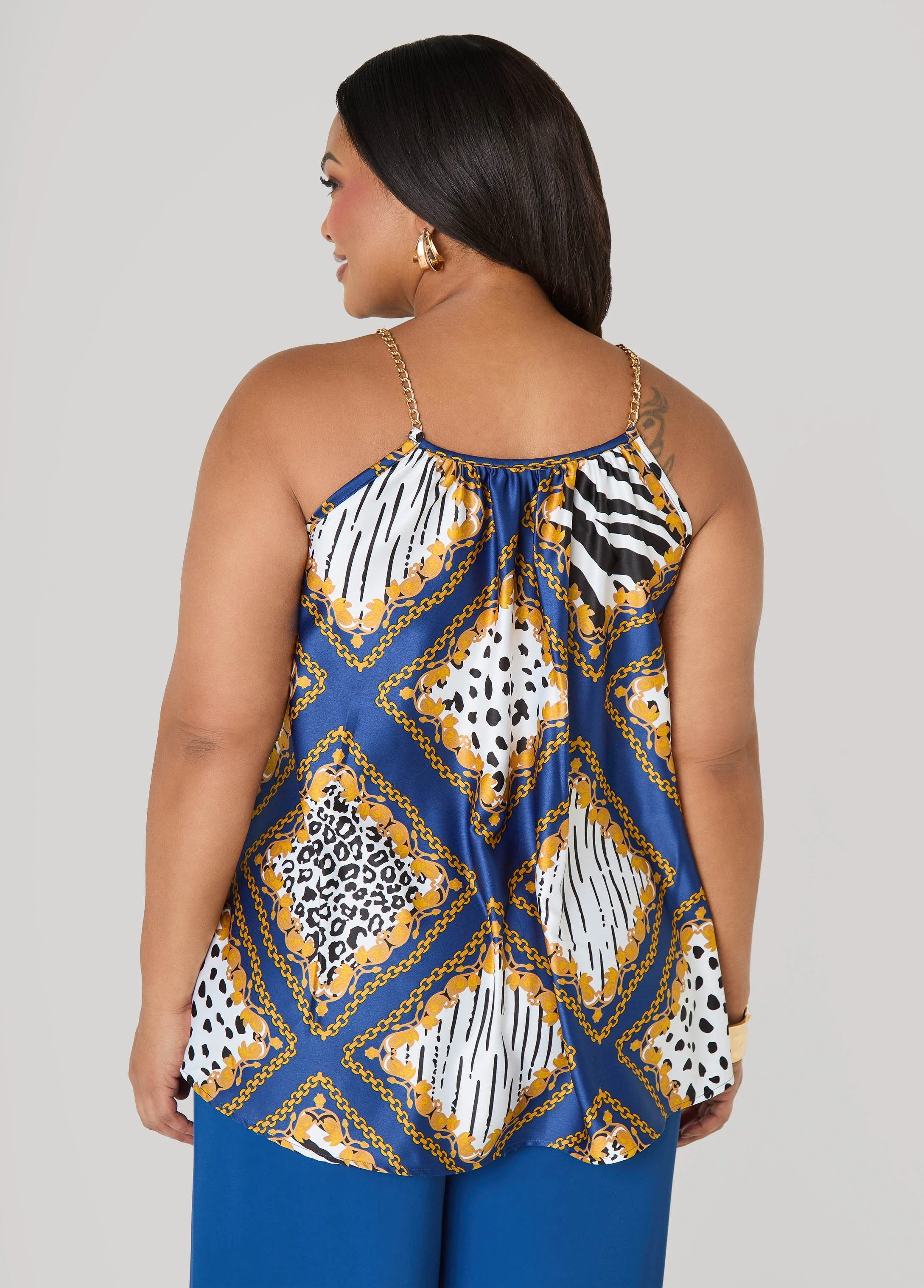 Chain Trimmed Animal Print Cami - Image 2