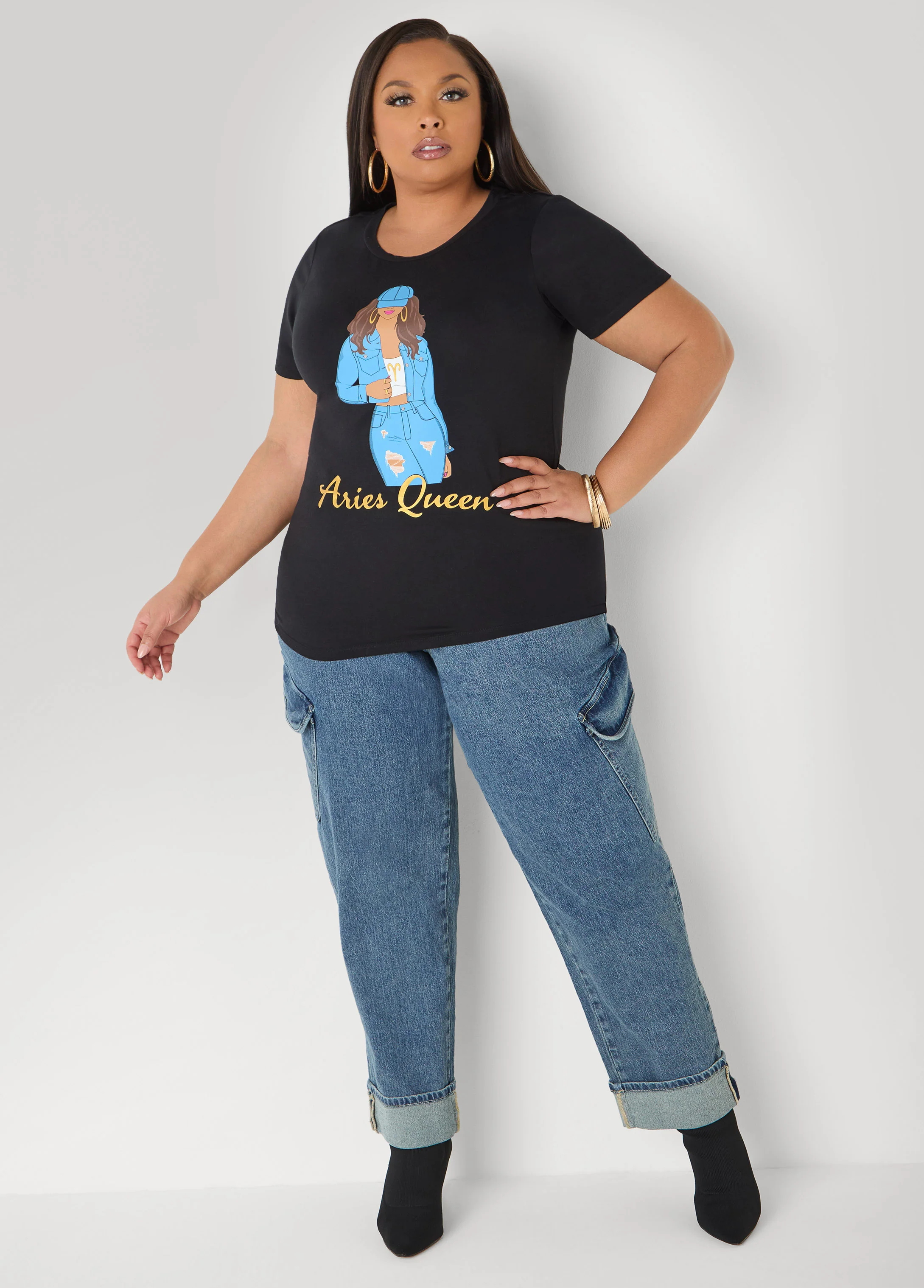Metallic Aries Queen Graphic Tee - Image 3