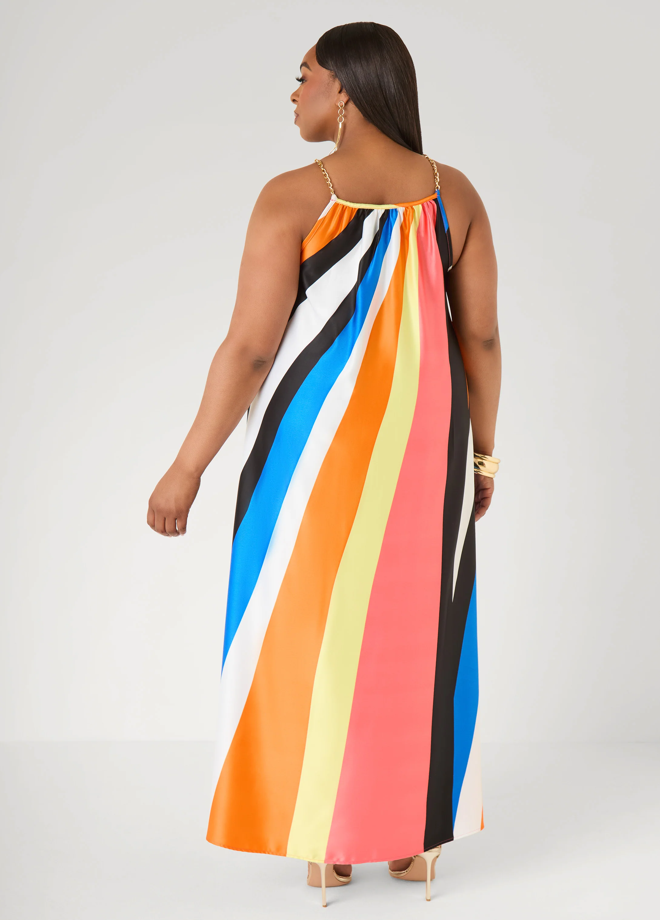 Chain Trimmed Striped Maxi Dress - Image 2
