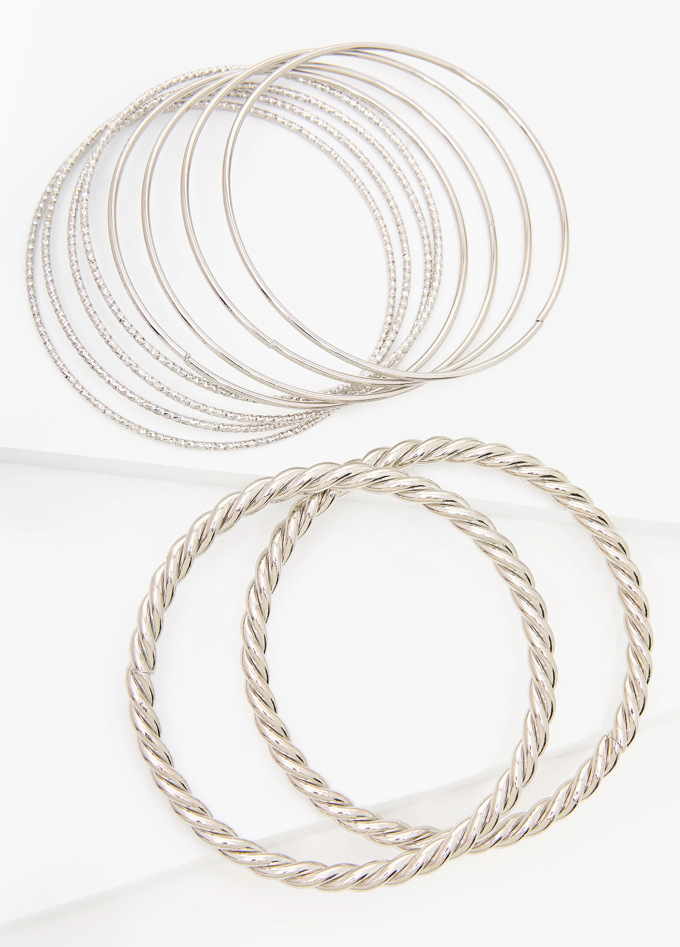 Set Of 10 Silver Tone Bangles - Image 2