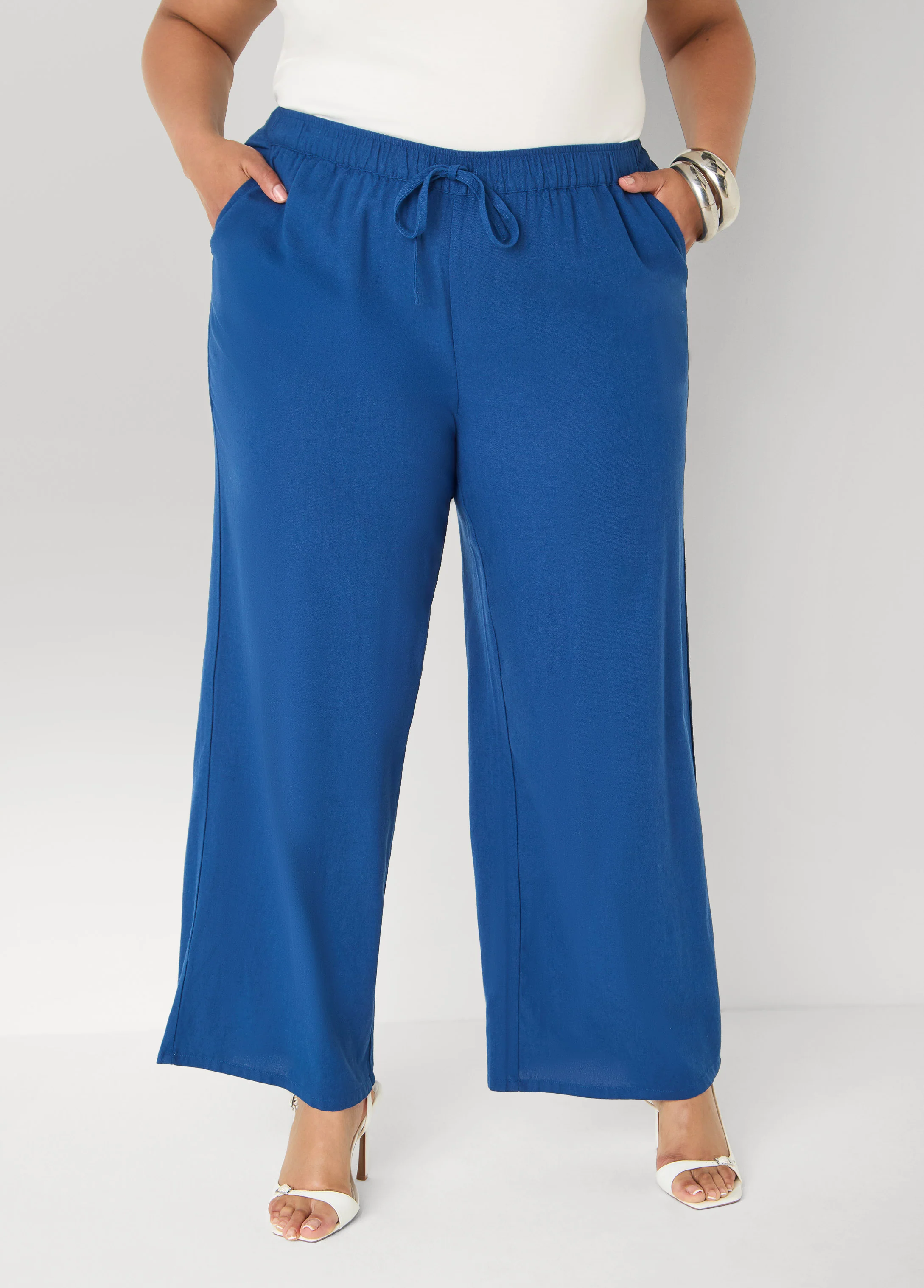 Drawstring Linen Blend Pants - Image 16