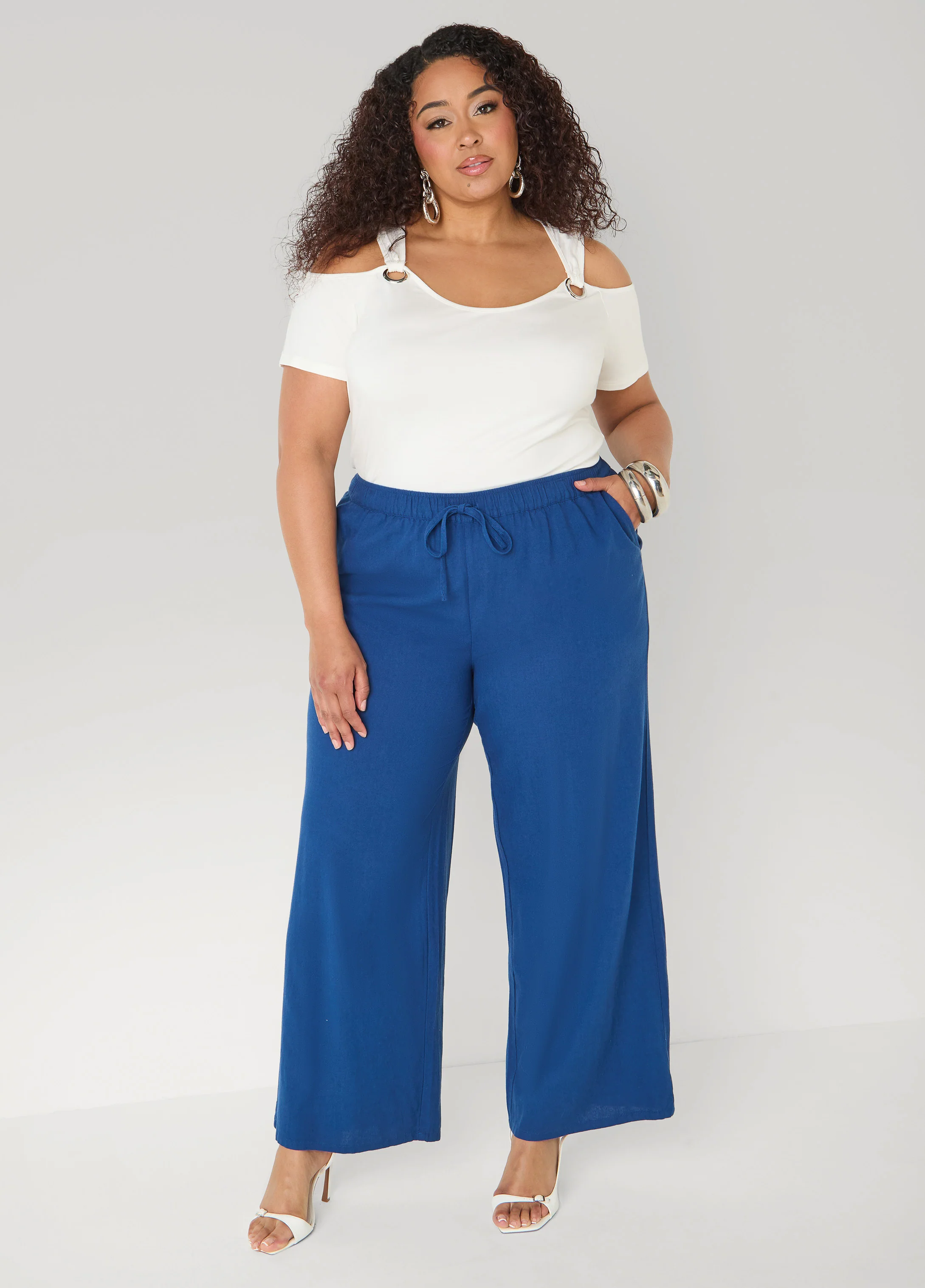 Drawstring Linen Blend Pants - Image 18