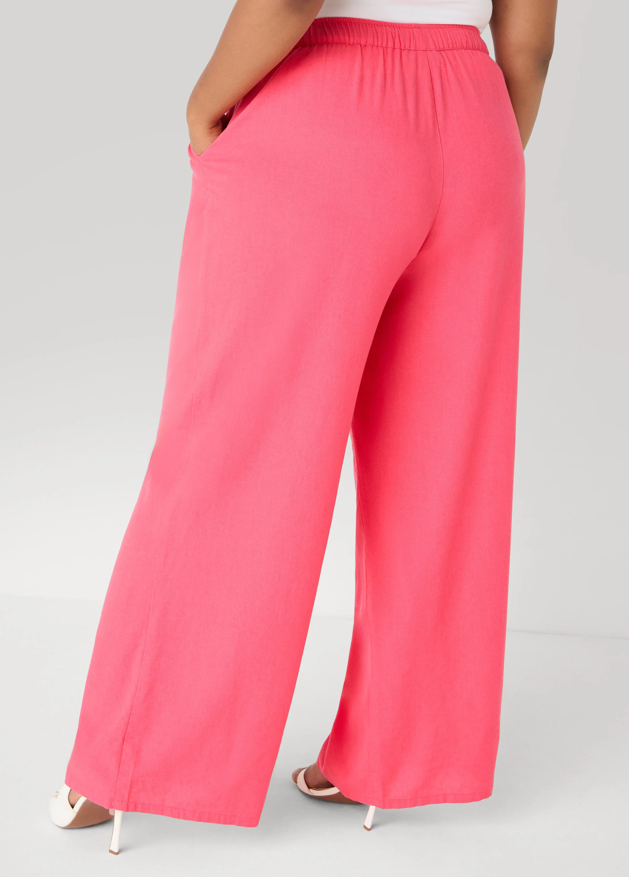 Drawstring Linen Blend Pants - Image 2