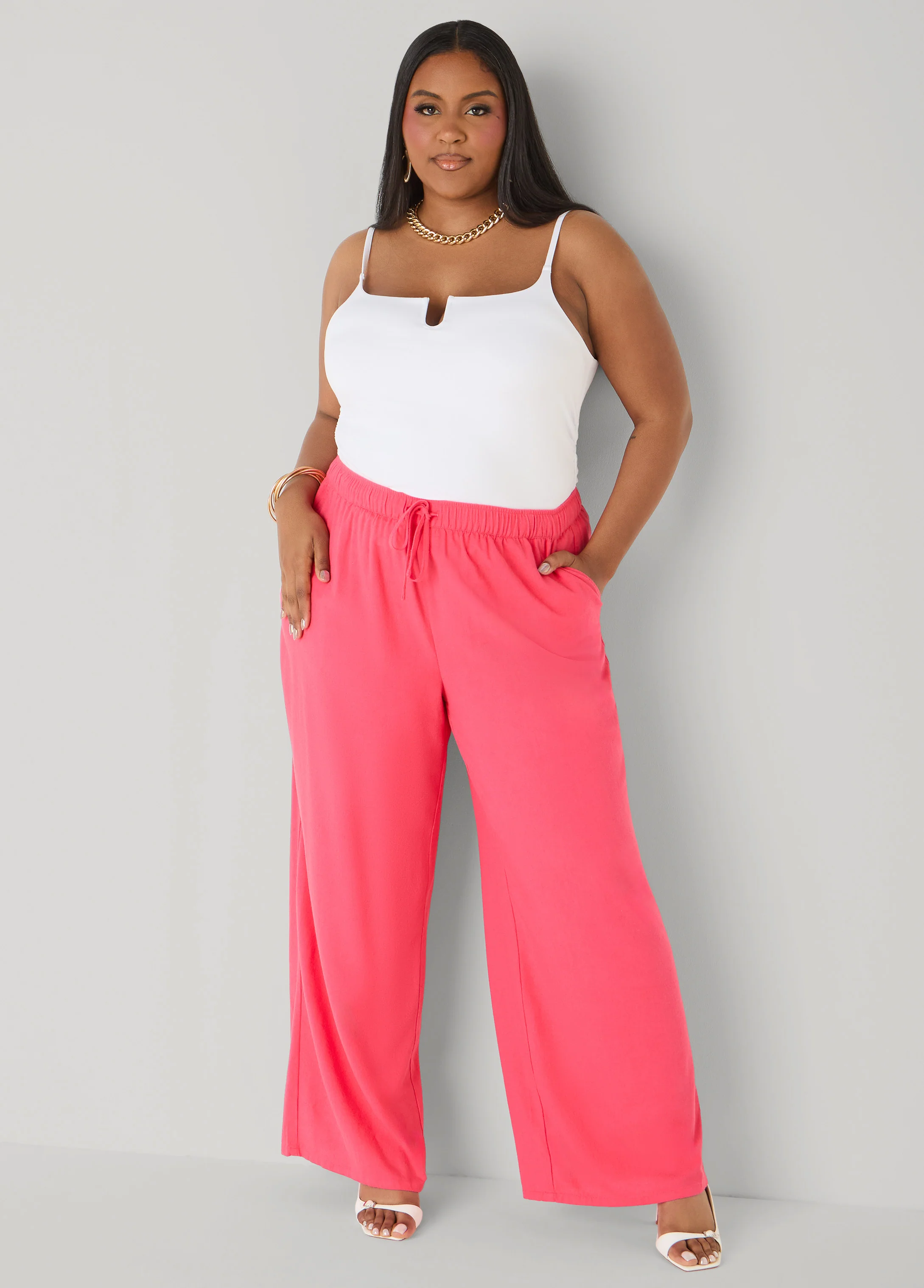 Drawstring Linen Blend Pants - Image 5