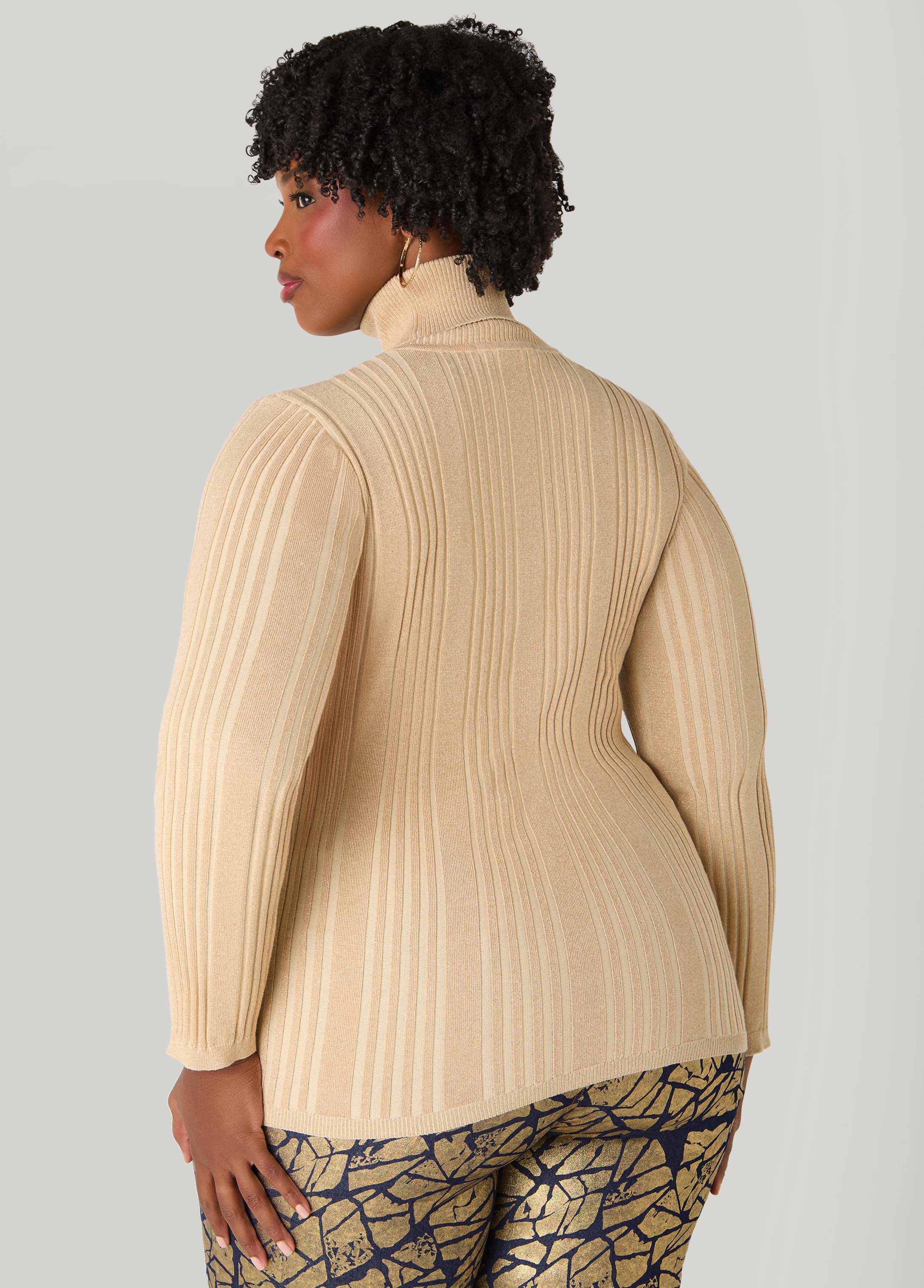 Ribbed Lurex™ Turtleneck Sweater - Image 2