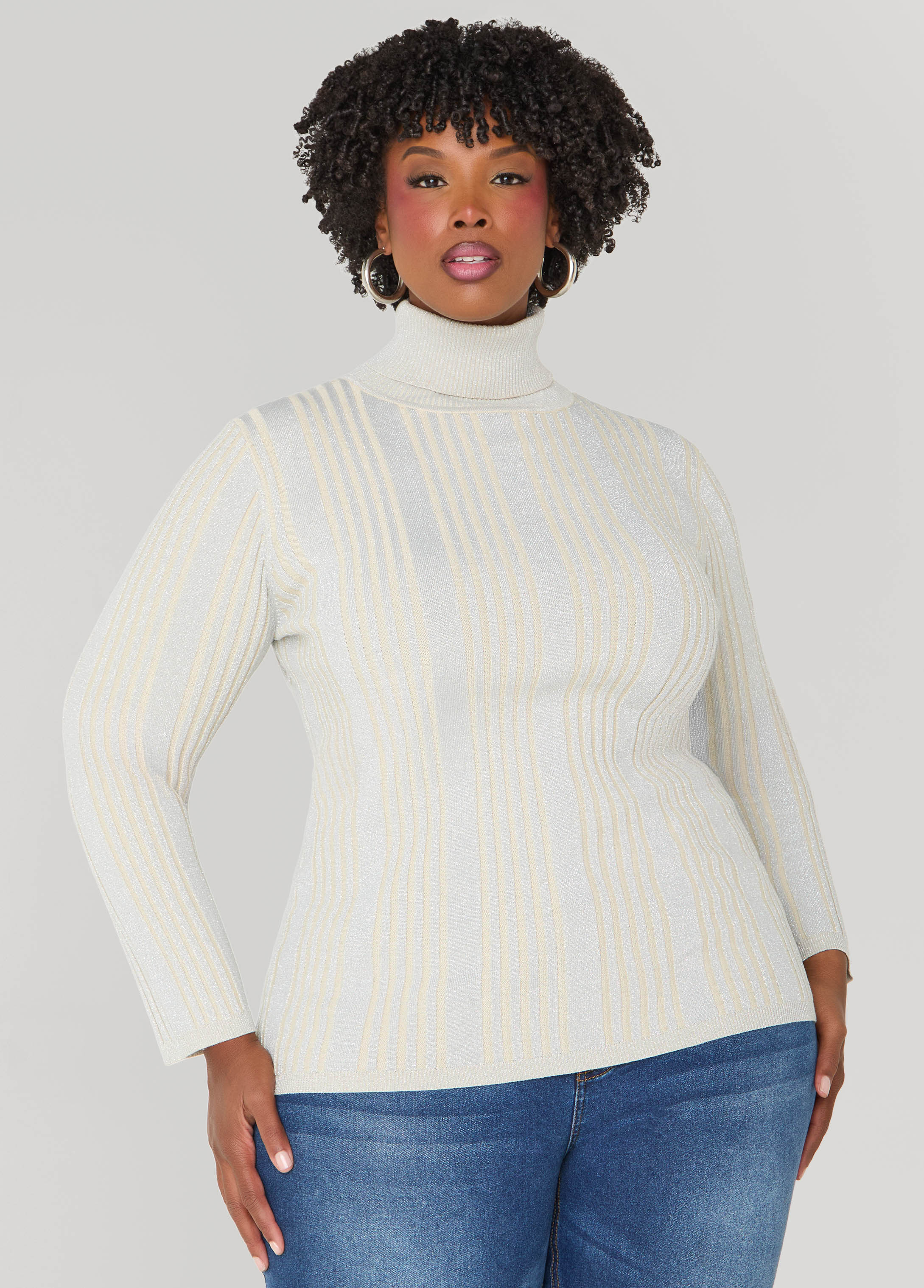 Ribbed Lurex™ Turtleneck Sweater - Image 5