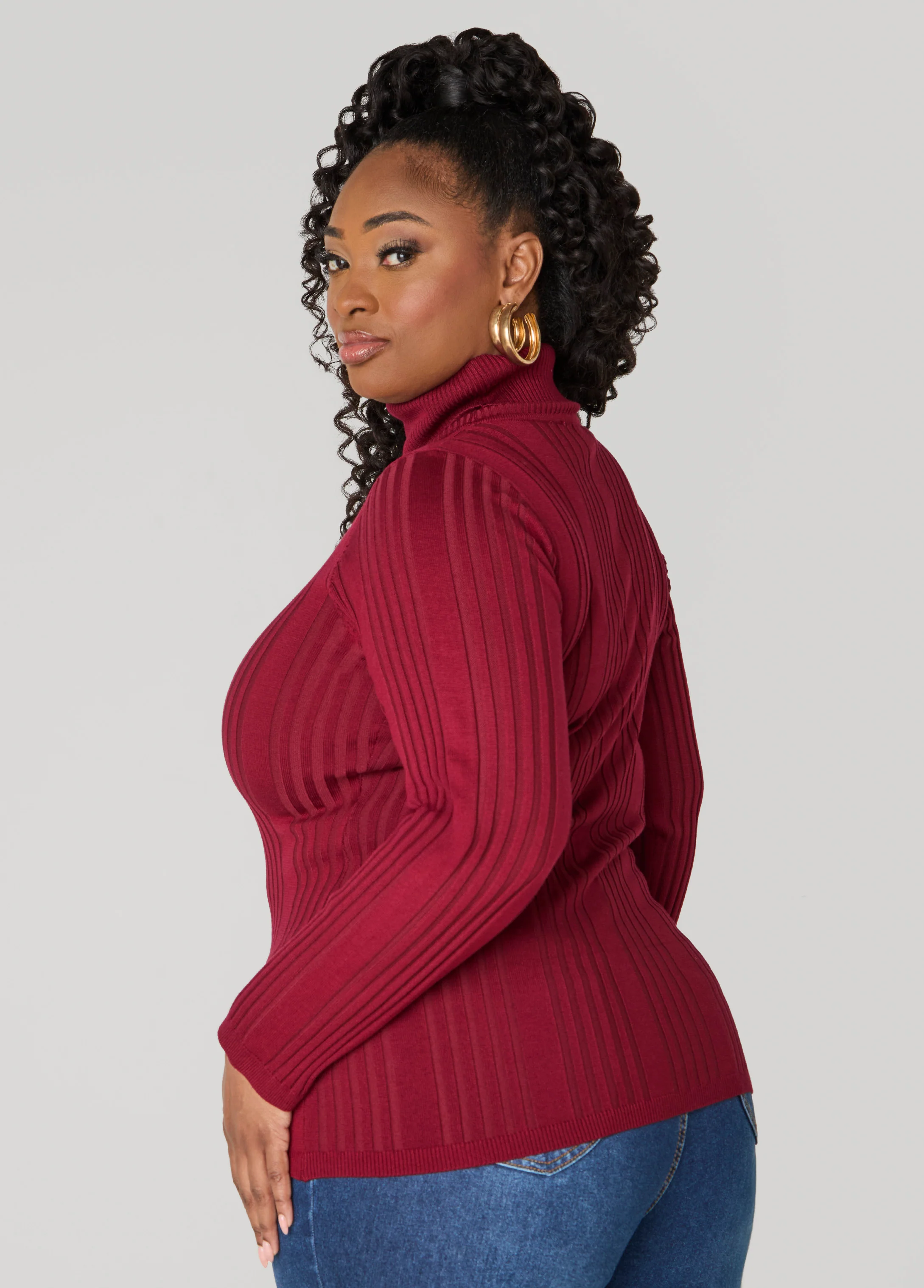 Ribbed Knit Turtleneck Sweater - Image 10