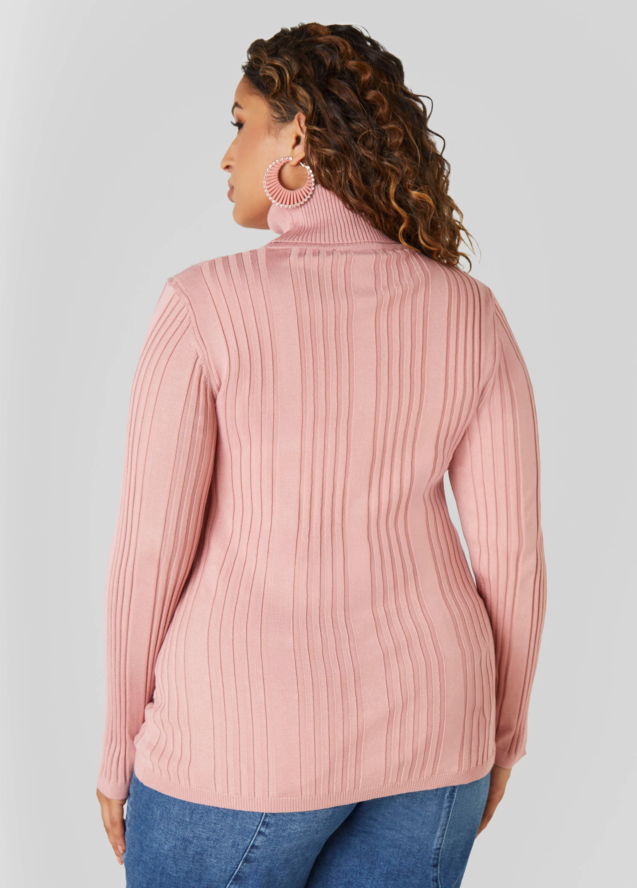 Ribbed Knit Turtleneck Sweater - Image 2