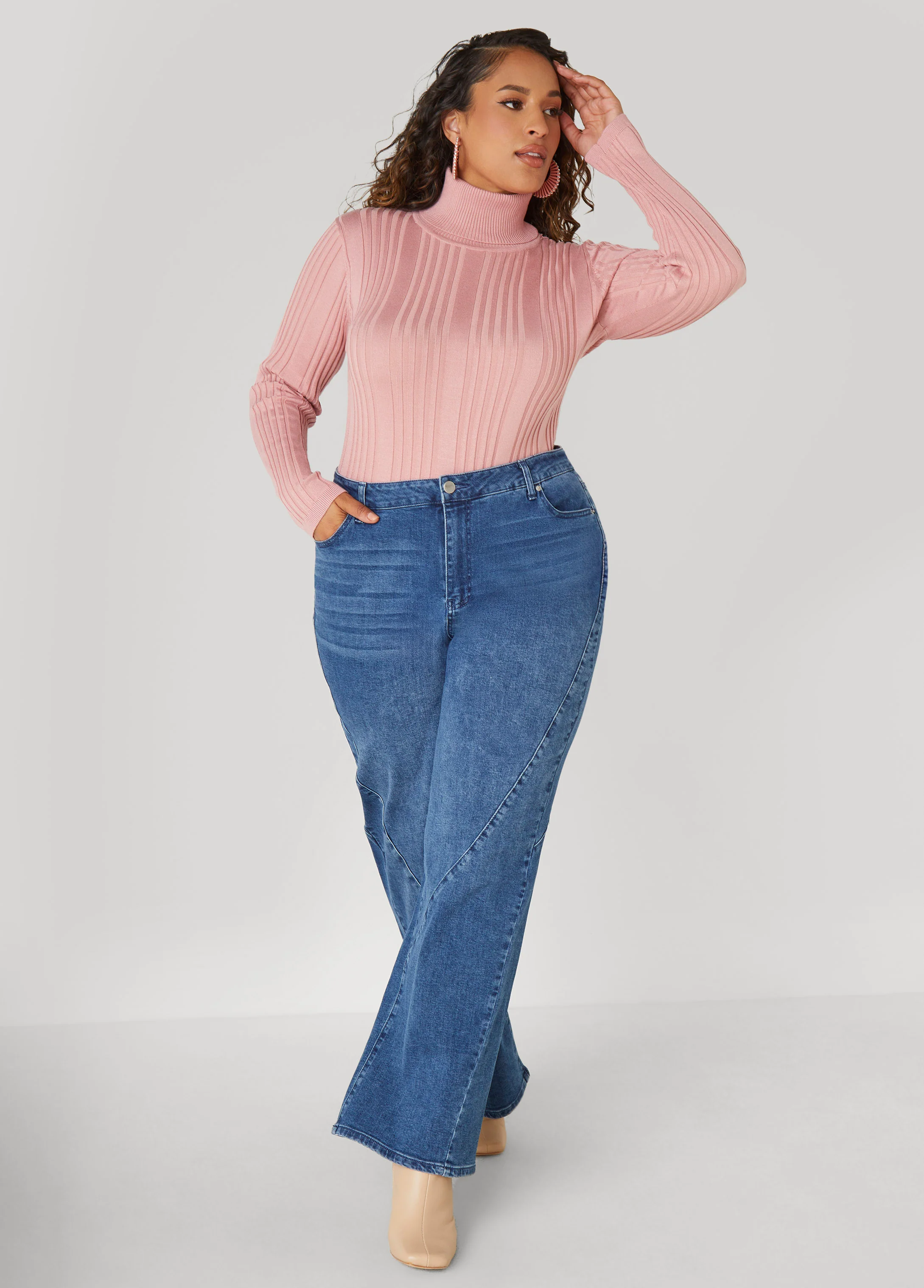 Ribbed Knit Turtleneck Sweater - Image 3