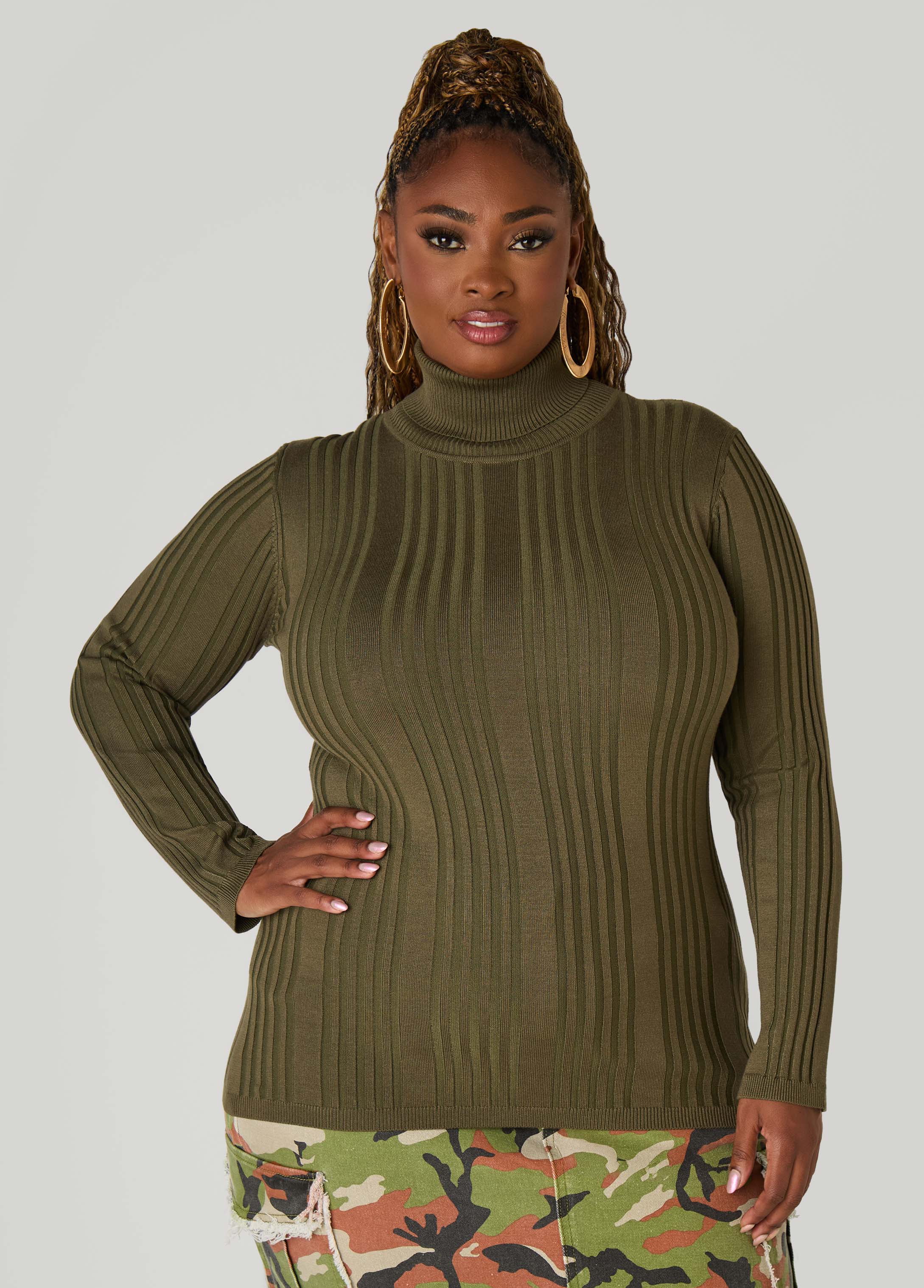 Turtleneck Ribbed Knit Sweater - Image 12