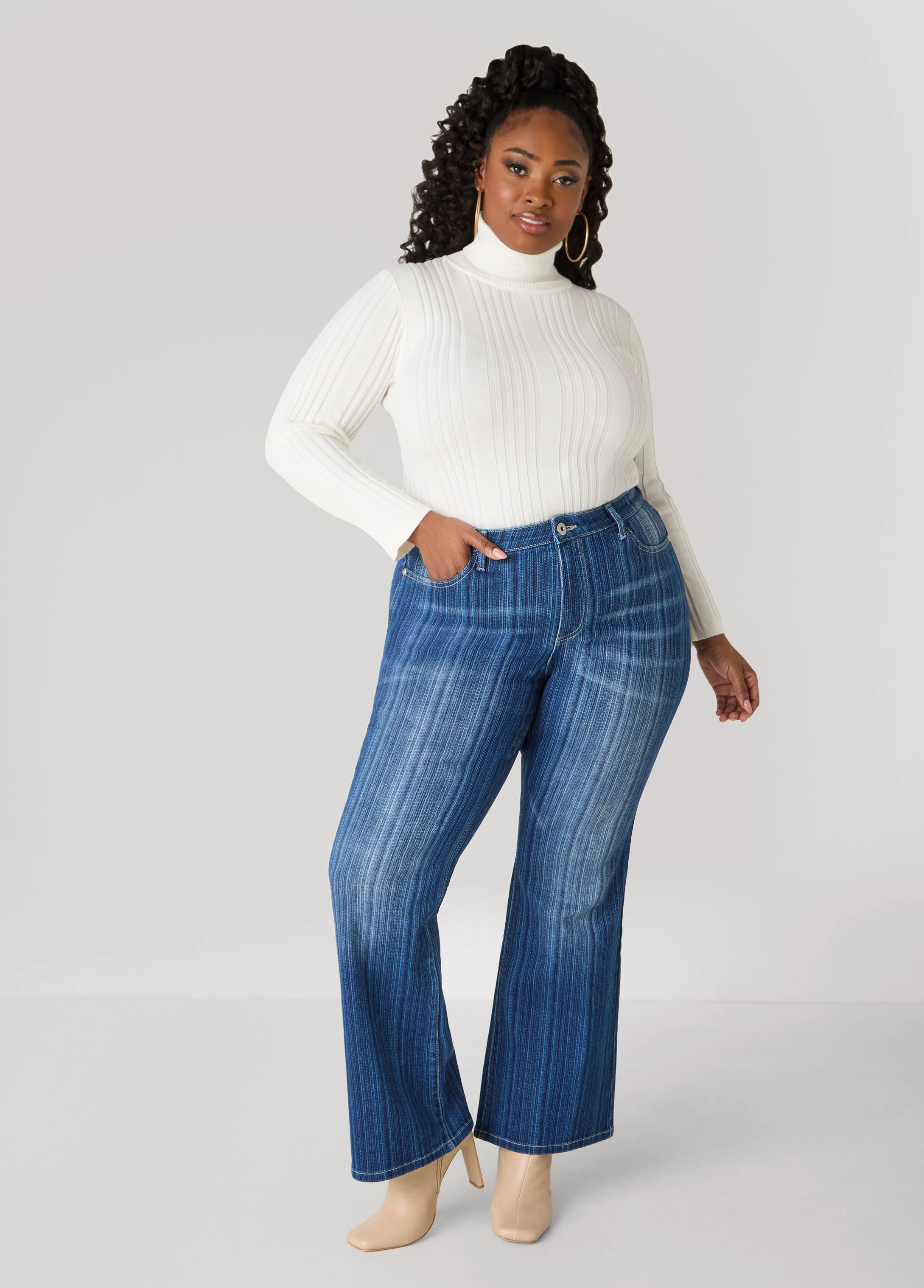 Turtleneck Ribbed Knit Sweater - Image 3