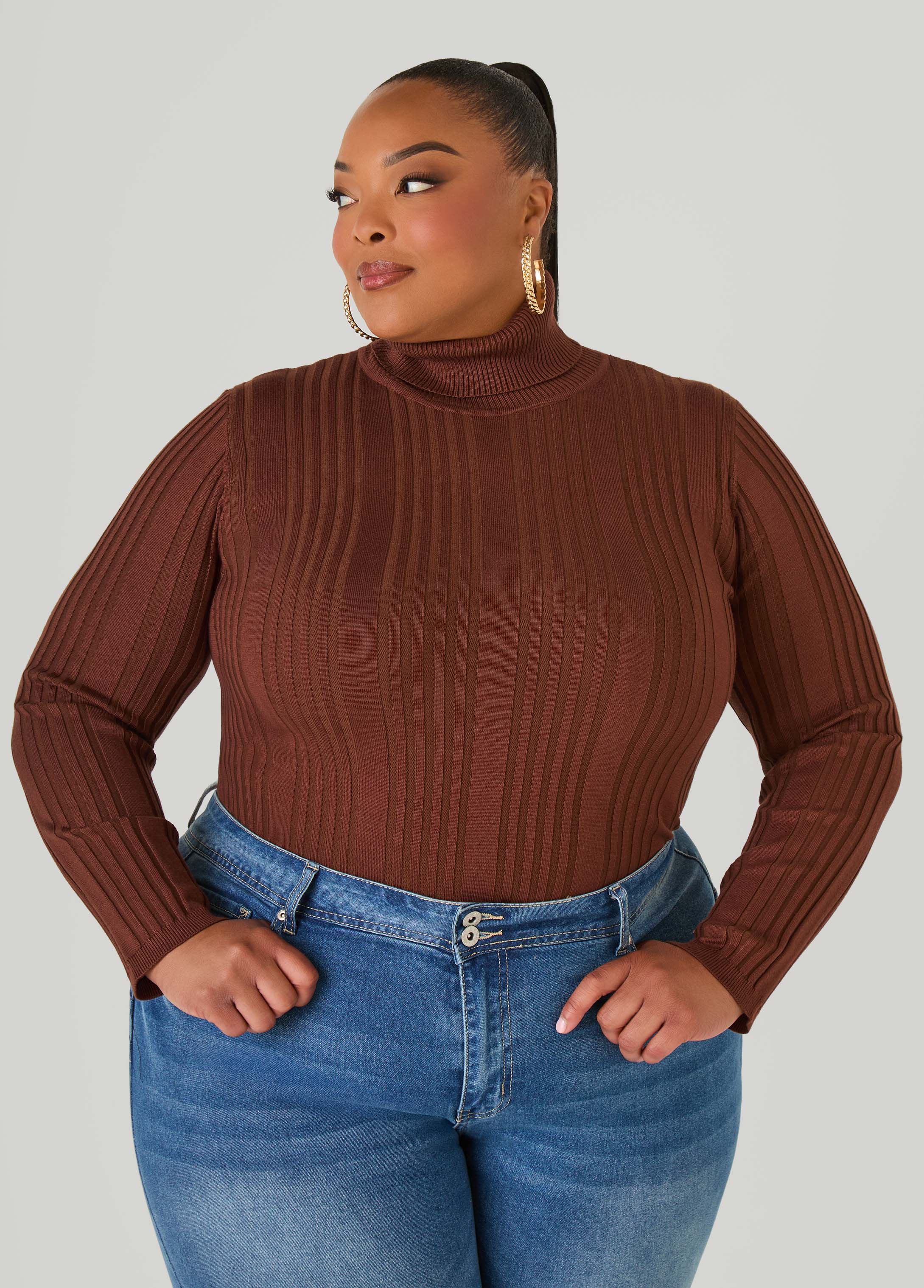 Turtleneck Ribbed Knit Sweater - Image 4