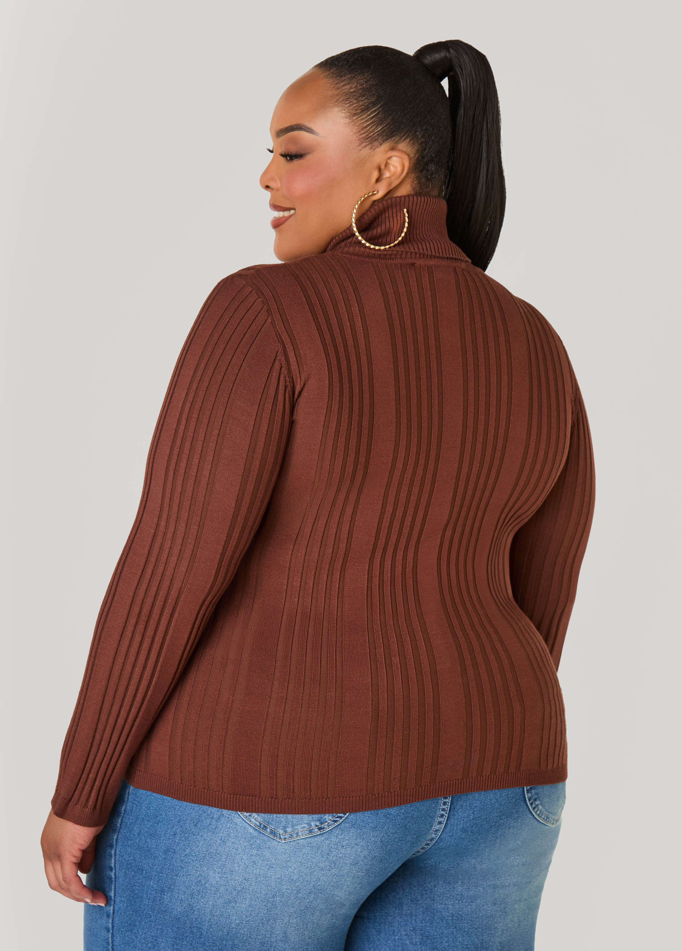 Turtleneck Ribbed Knit Sweater - Image 5