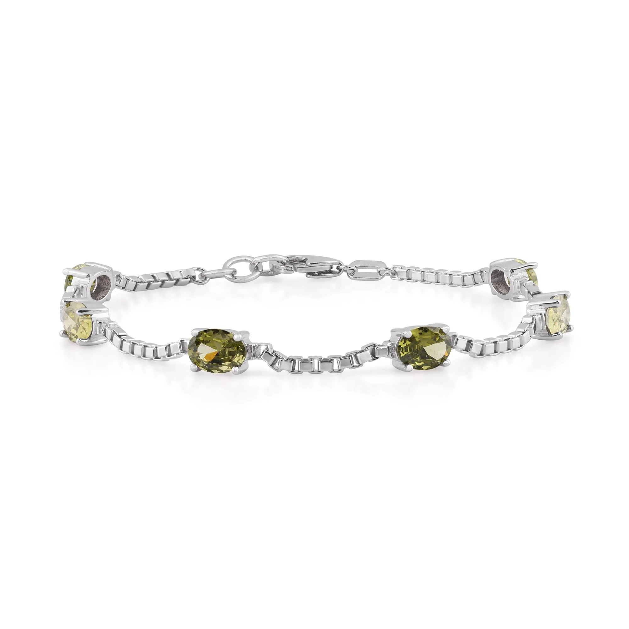 Birthstone Bracelet in Sterling Silver, Oval Cut 5*7mm, 7 Inches with an Extender, 12 Gemstone Options, Gift Box Included - April, White Zircon - Image 16