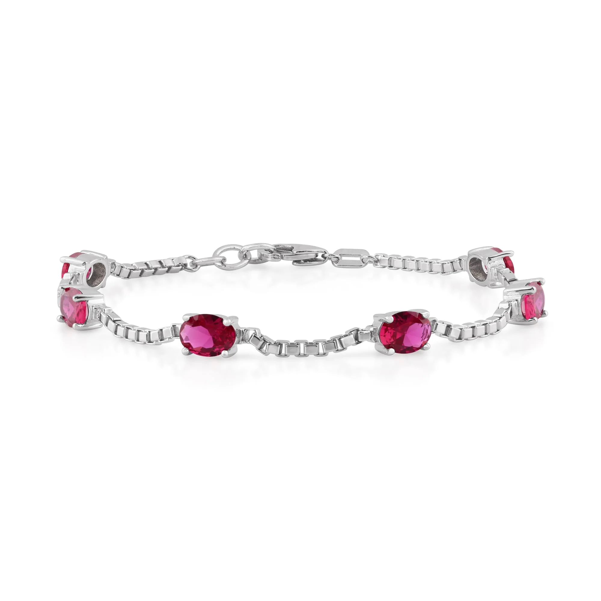 Birthstone Bracelet in Sterling Silver, Oval Cut 5*7mm, 7 Inches with an Extender, 12 Gemstone Options, Gift Box Included - April, White Zircon - Image 20