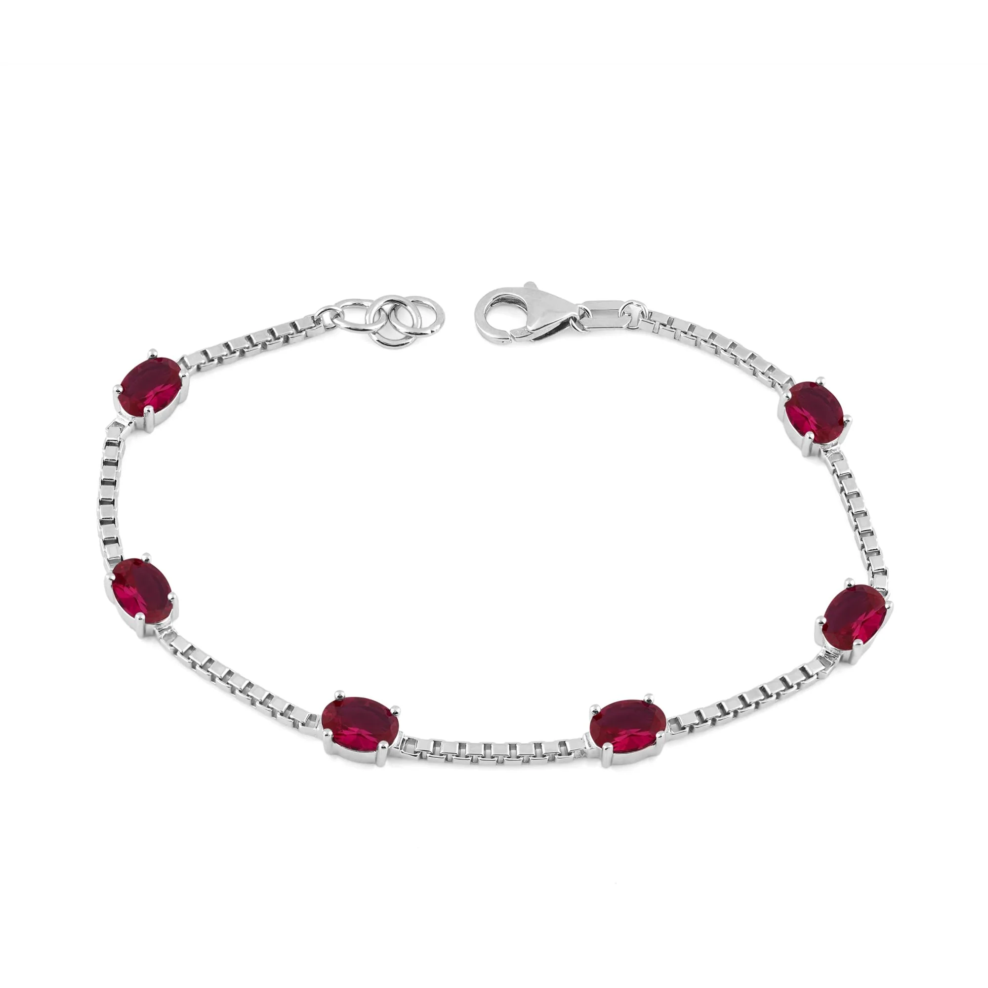 Birthstone Bracelet in Sterling Silver, Oval Cut 5*7mm, 7 Inches with an Extender, 12 Gemstone Options, Gift Box Included - April, White Zircon - Image 21