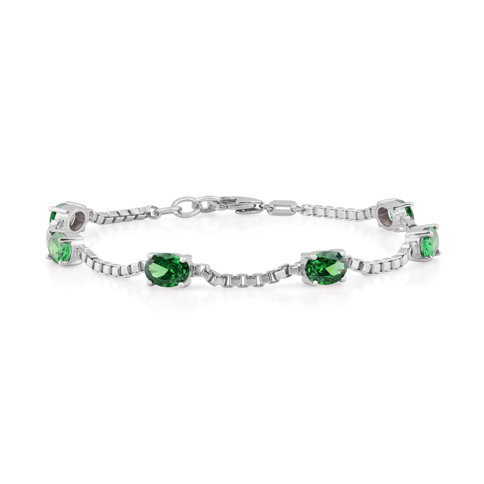 Birthstone Bracelet in Sterling Silver, Oval Cut 5*7mm, 7 Inches with an Extender, 12 Gemstone Options, Gift Box Included - April, White Zircon - Image 24