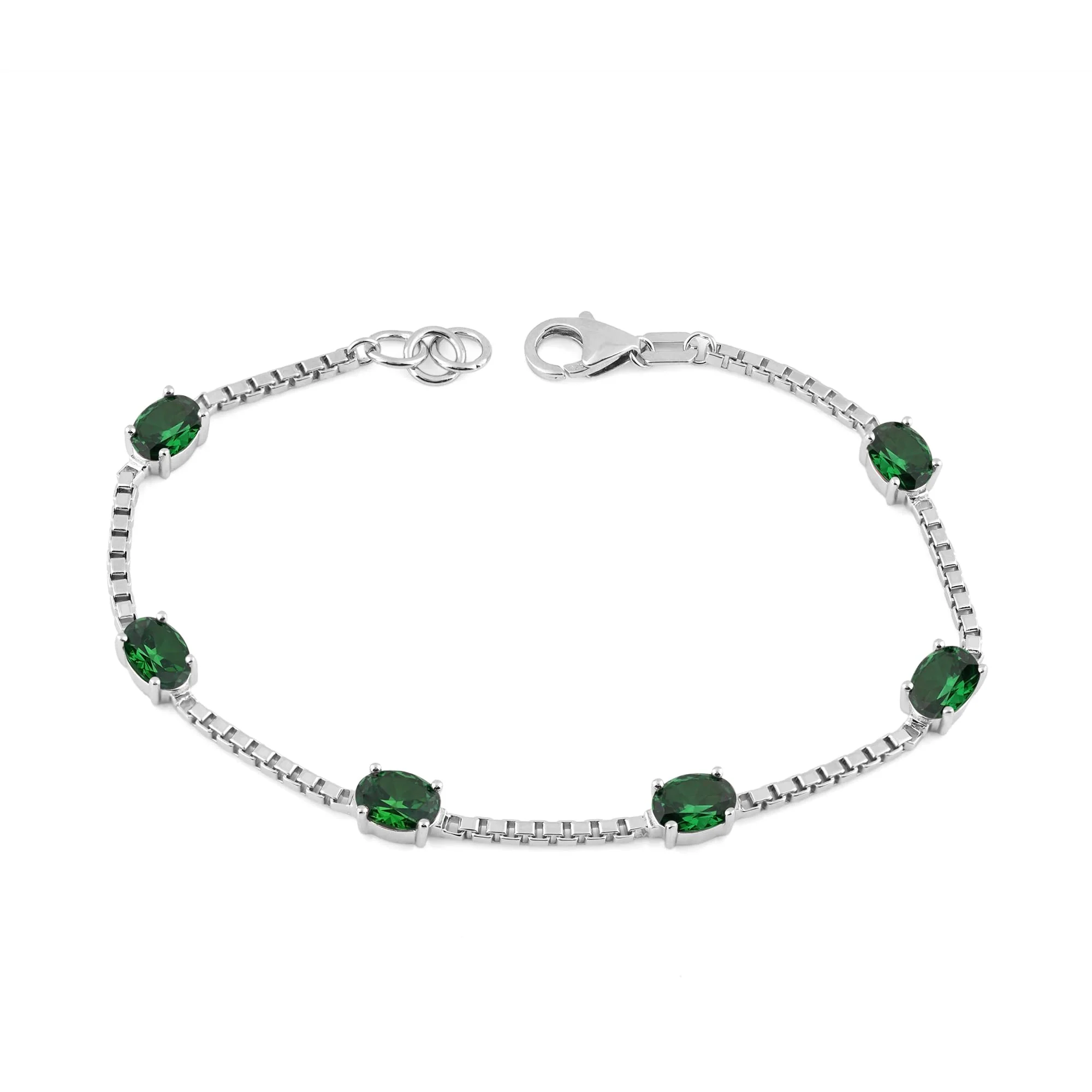 Birthstone Bracelet in Sterling Silver, Oval Cut 5*7mm, 7 Inches with an Extender, 12 Gemstone Options, Gift Box Included - April, White Zircon - Image 25