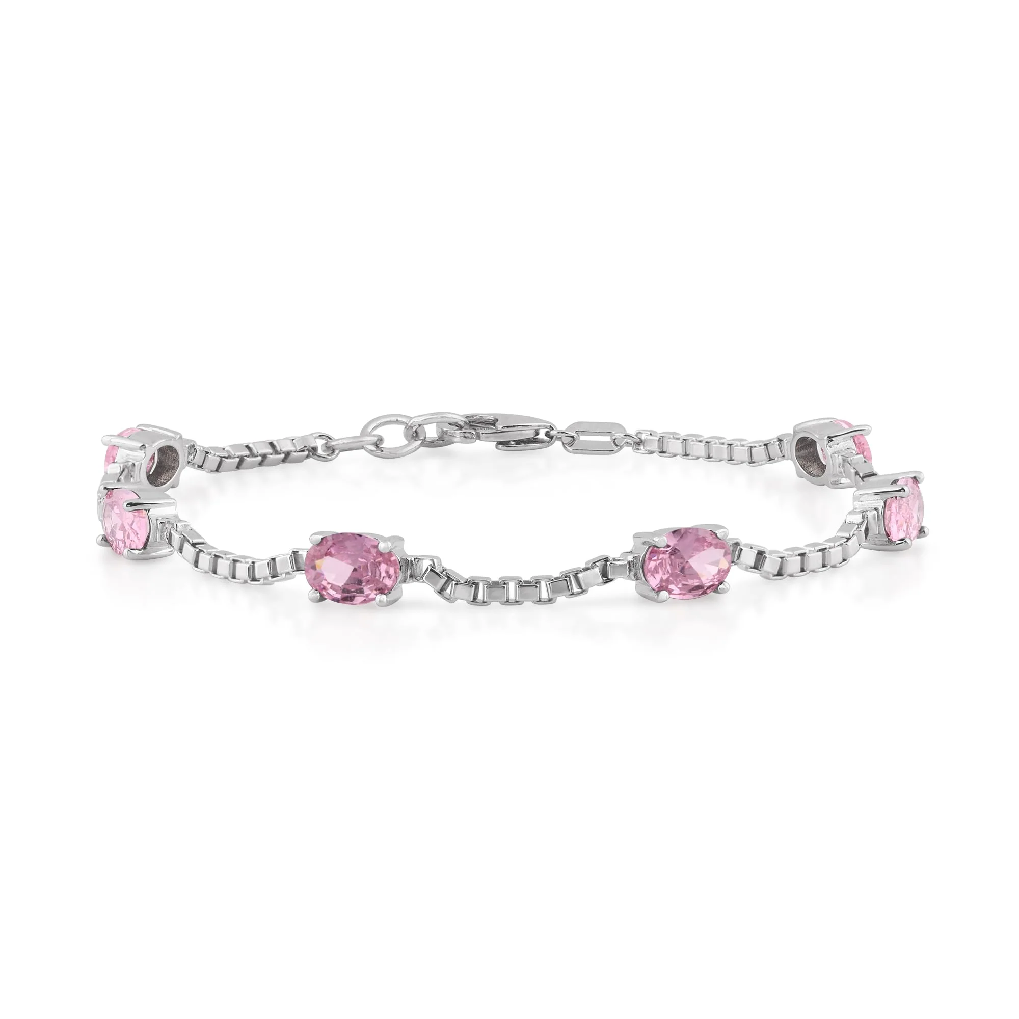 Birthstone Bracelet in Sterling Silver, Oval Cut 5*7mm, 7 Inches with an Extender, 12 Gemstone Options, Gift Box Included - April, White Zircon - Image 36