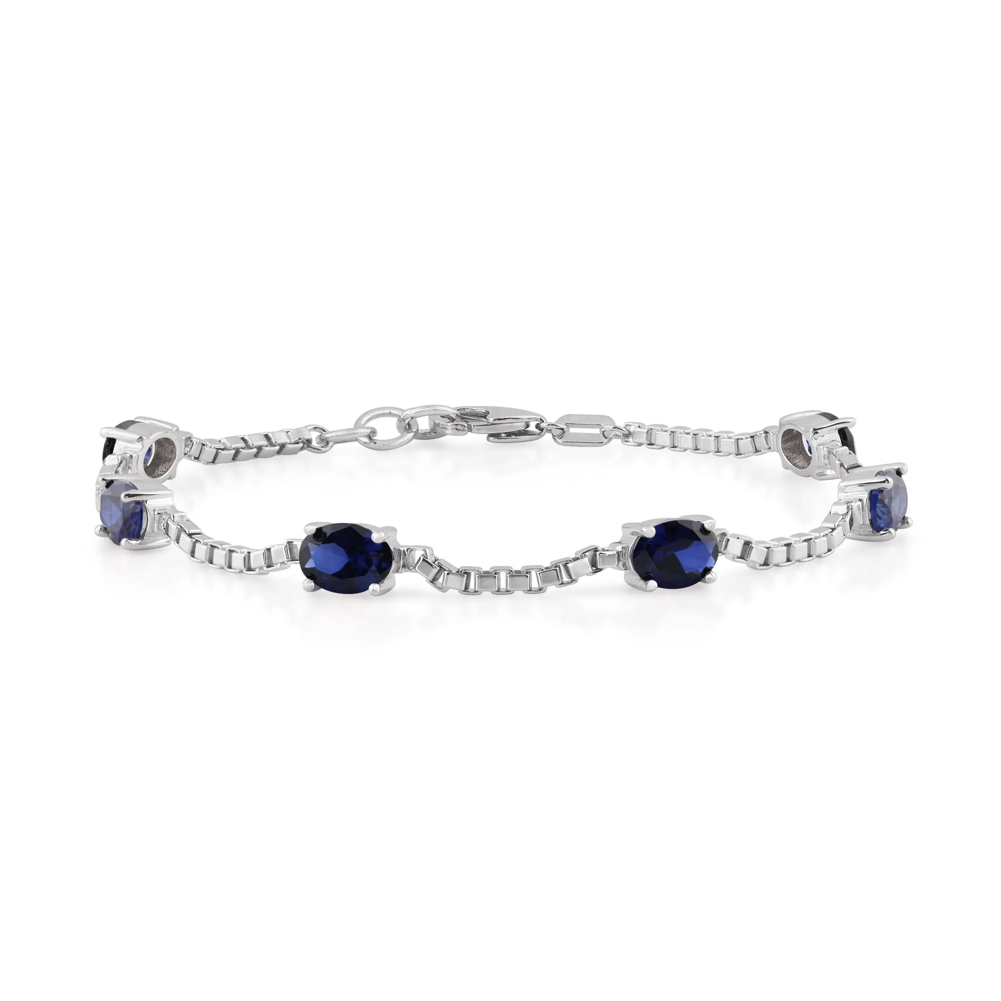 Birthstone Bracelet in Sterling Silver, Oval Cut 5*7mm, 7 Inches with an Extender, 12 Gemstone Options, Gift Box Included - April, White Zircon - Image 39