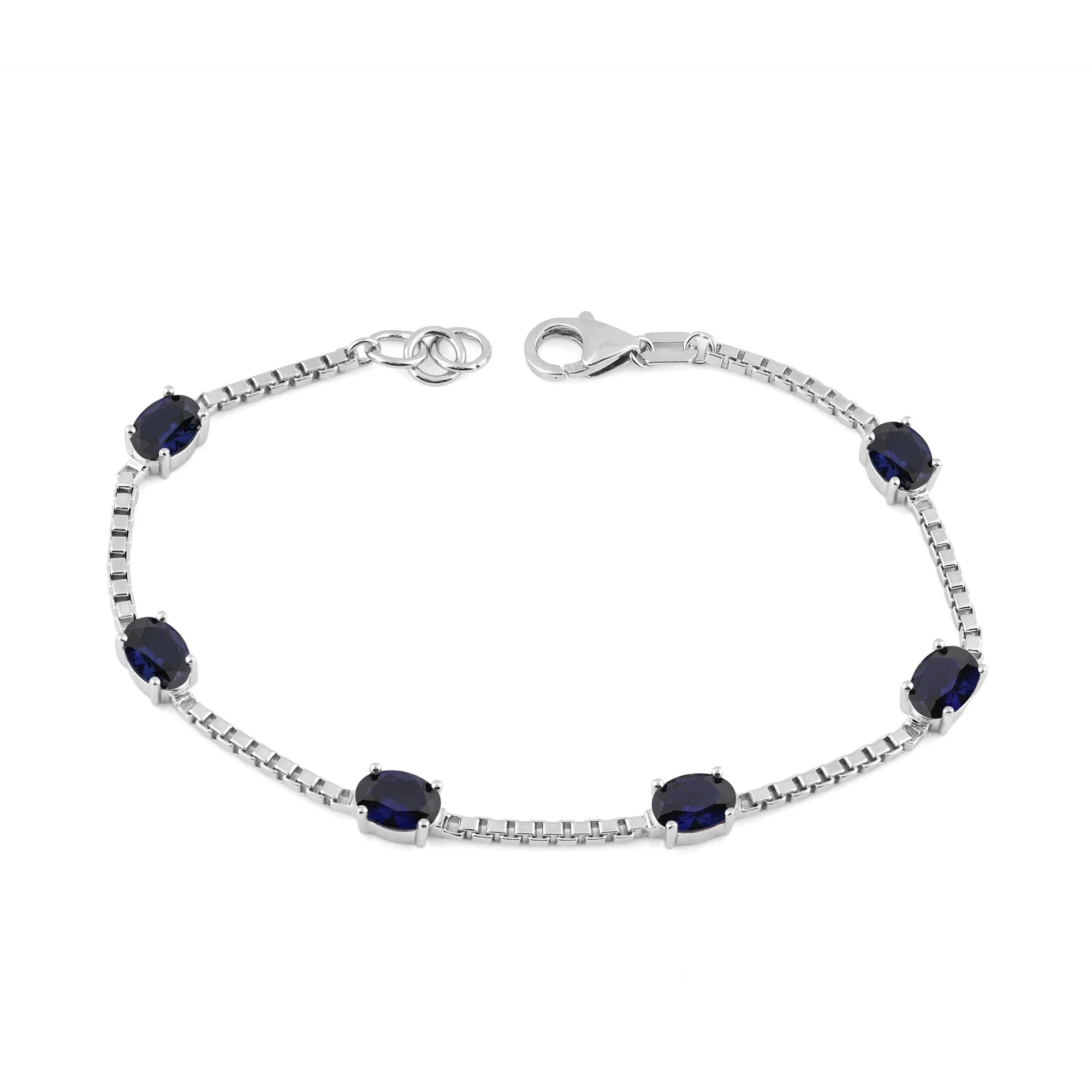 Birthstone Bracelet in Sterling Silver, Oval Cut 5*7mm, 7 Inches with an Extender, 12 Gemstone Options, Gift Box Included - April, White Zircon - Image 40