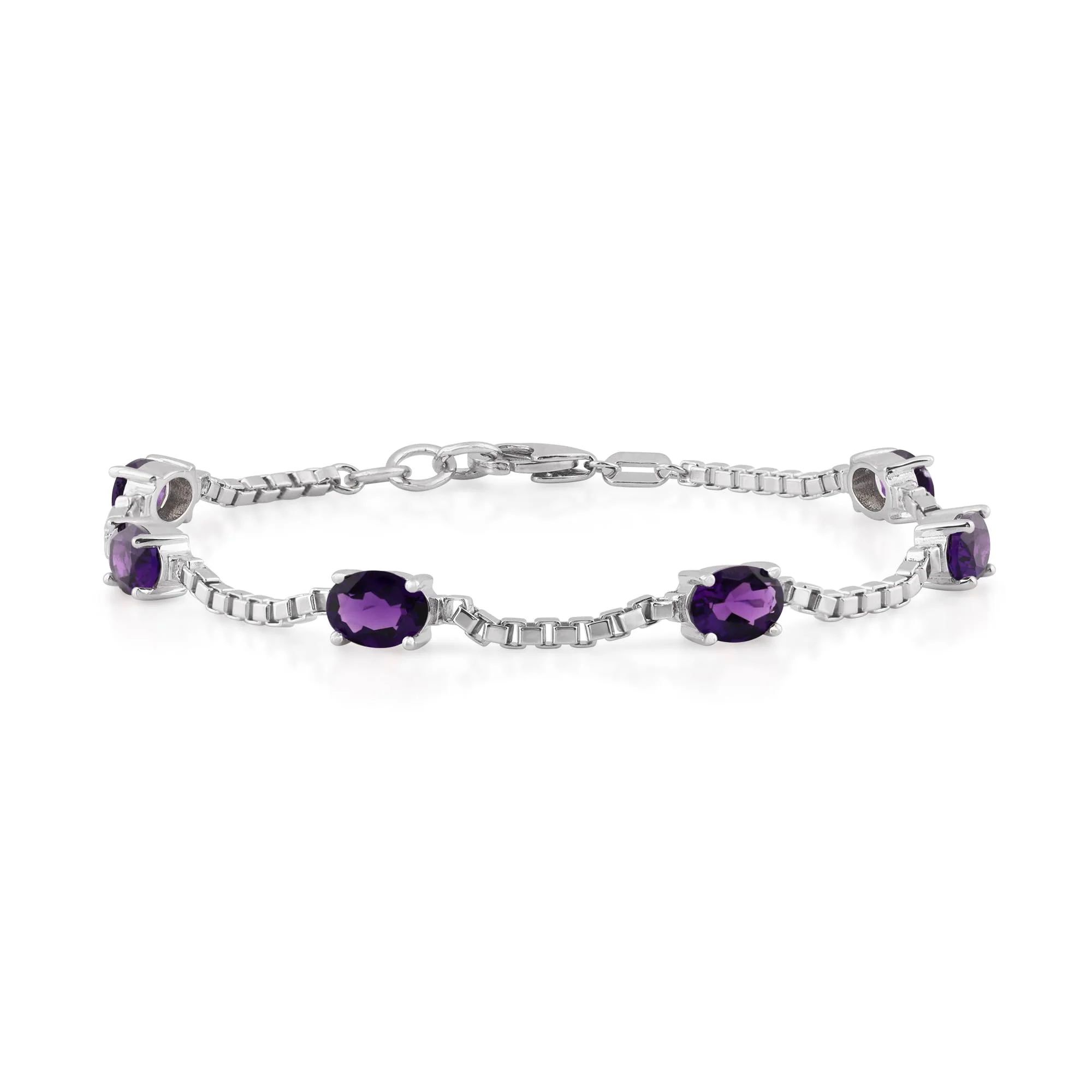 Birthstone Bracelet in Sterling Silver, Oval Cut 5*7mm, 7 Inches with an Extender, 12 Gemstone Options, Gift Box Included - April, White Zircon - Image 43