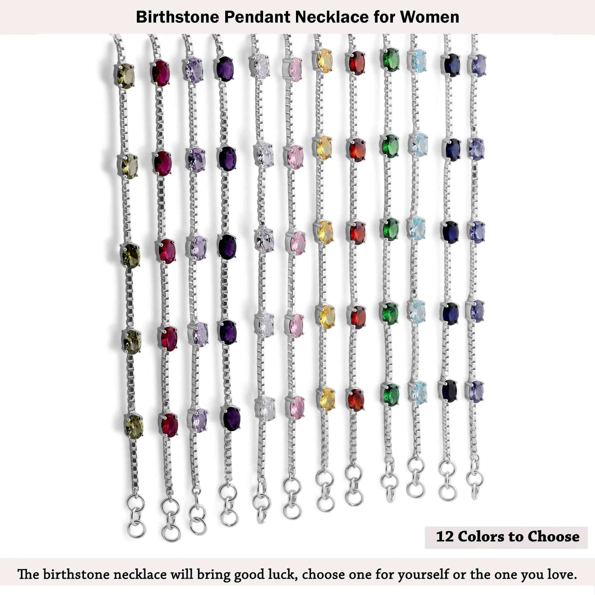 Birthstone Bracelet in Sterling Silver, Oval Cut 5*7mm, 7 Inches with an Extender, 12 Gemstone Options, Gift Box Included - April, White Zircon - Image 7