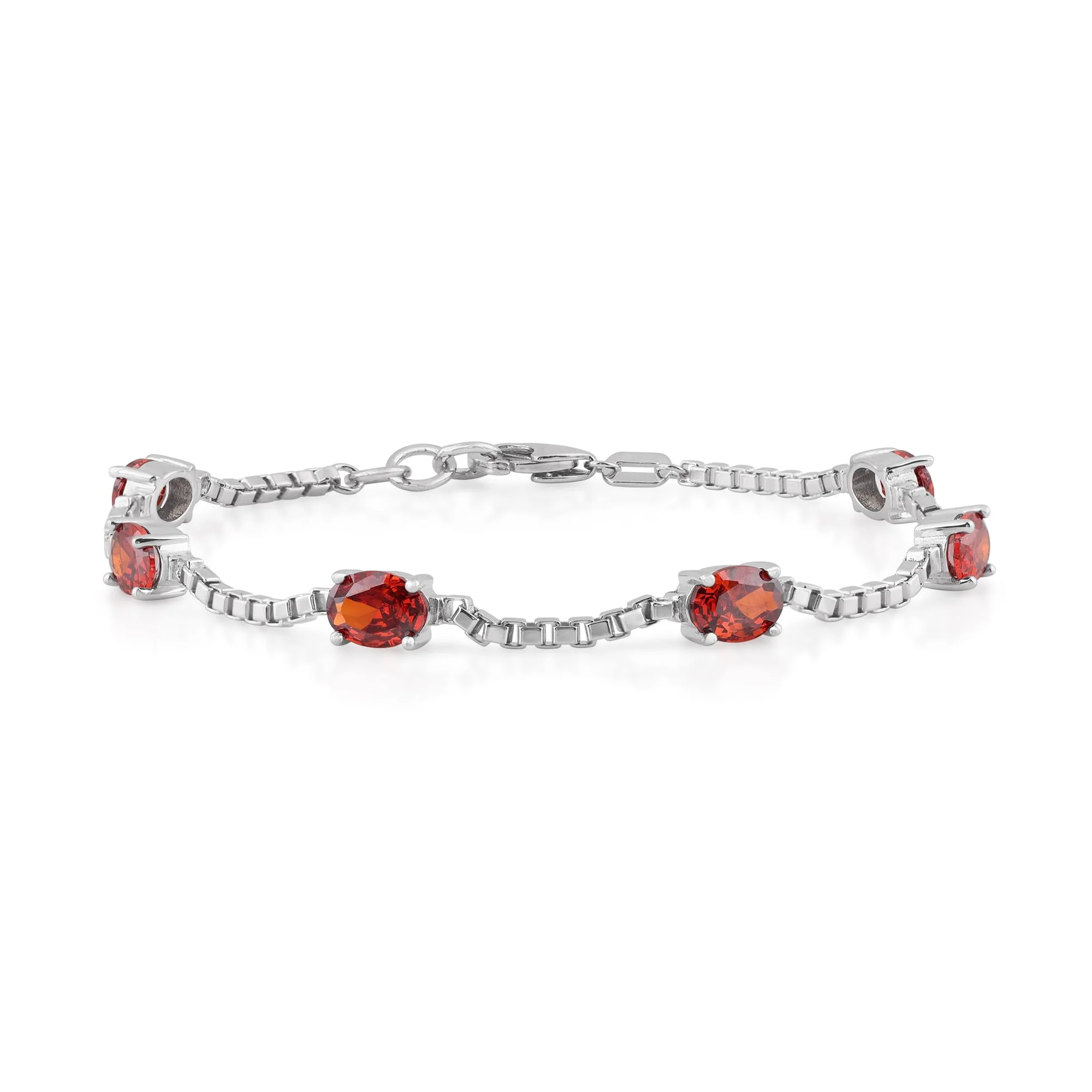 Birthstone Bracelet in Sterling Silver, Oval Cut 5*7mm, 7 Inches with an Extender, 12 Gemstone Options, Gift Box Included - April, White Zircon - Image 8