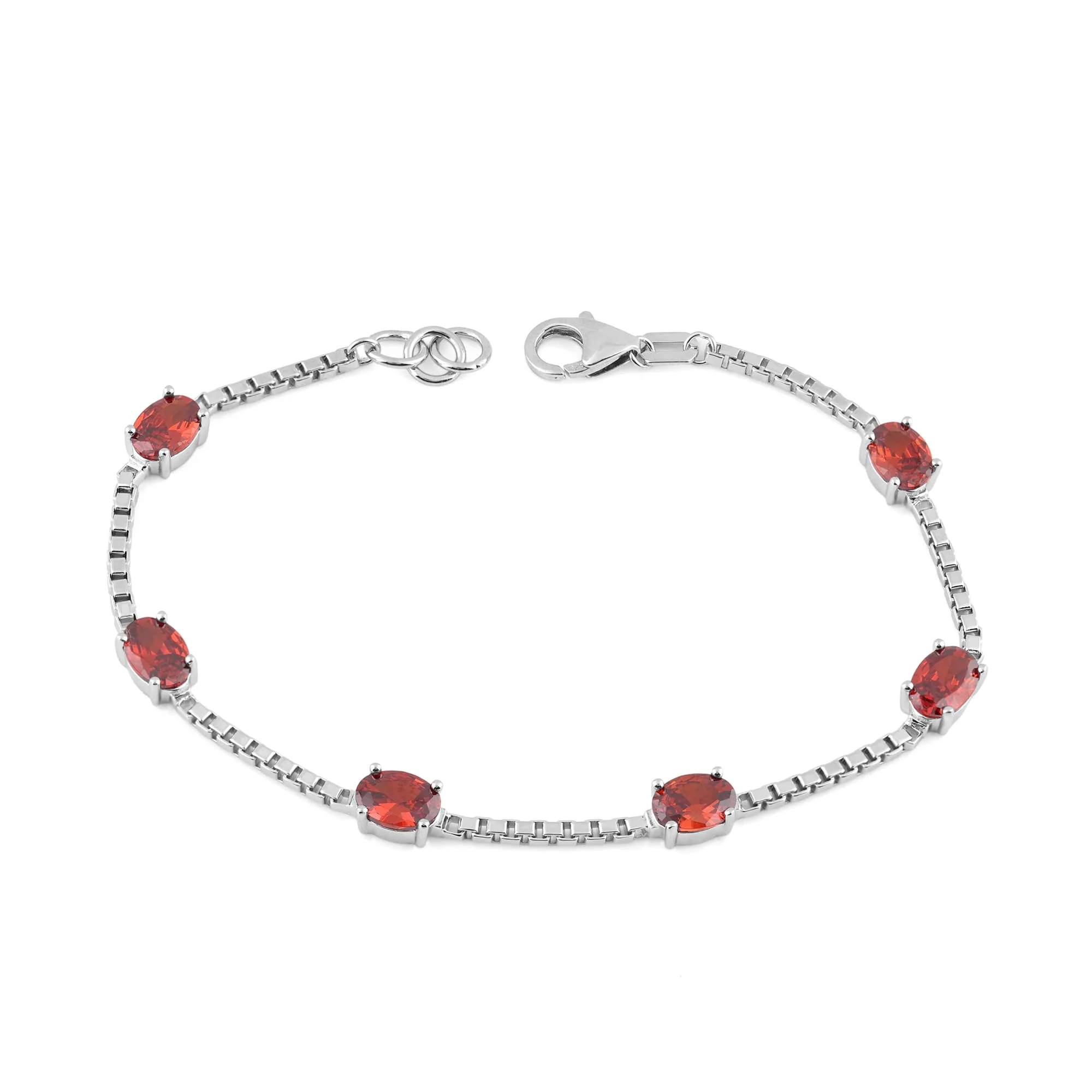 Birthstone Bracelet in Sterling Silver, Oval Cut 5*7mm, 7 Inches with an Extender, 12 Gemstone Options, Gift Box Included - April, White Zircon - Image 9