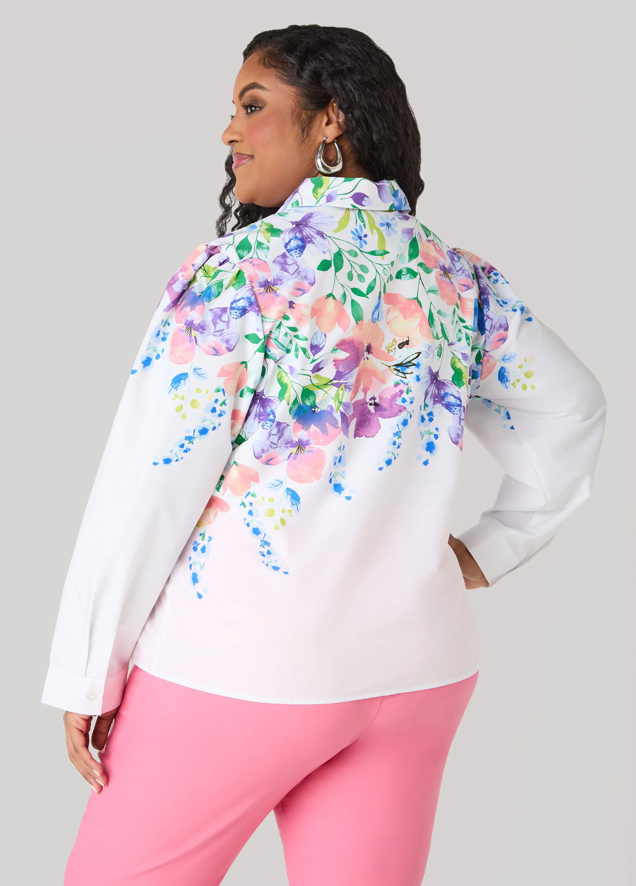 Floral Print Cotton Blend Shirt - Image 2