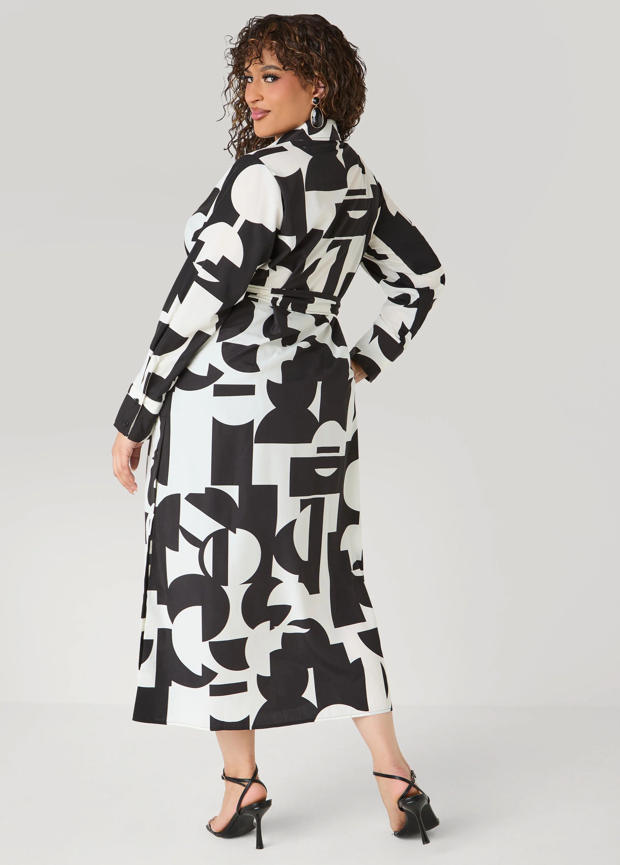 Button Detail Geo Maxi Shirtdress - Image 2
