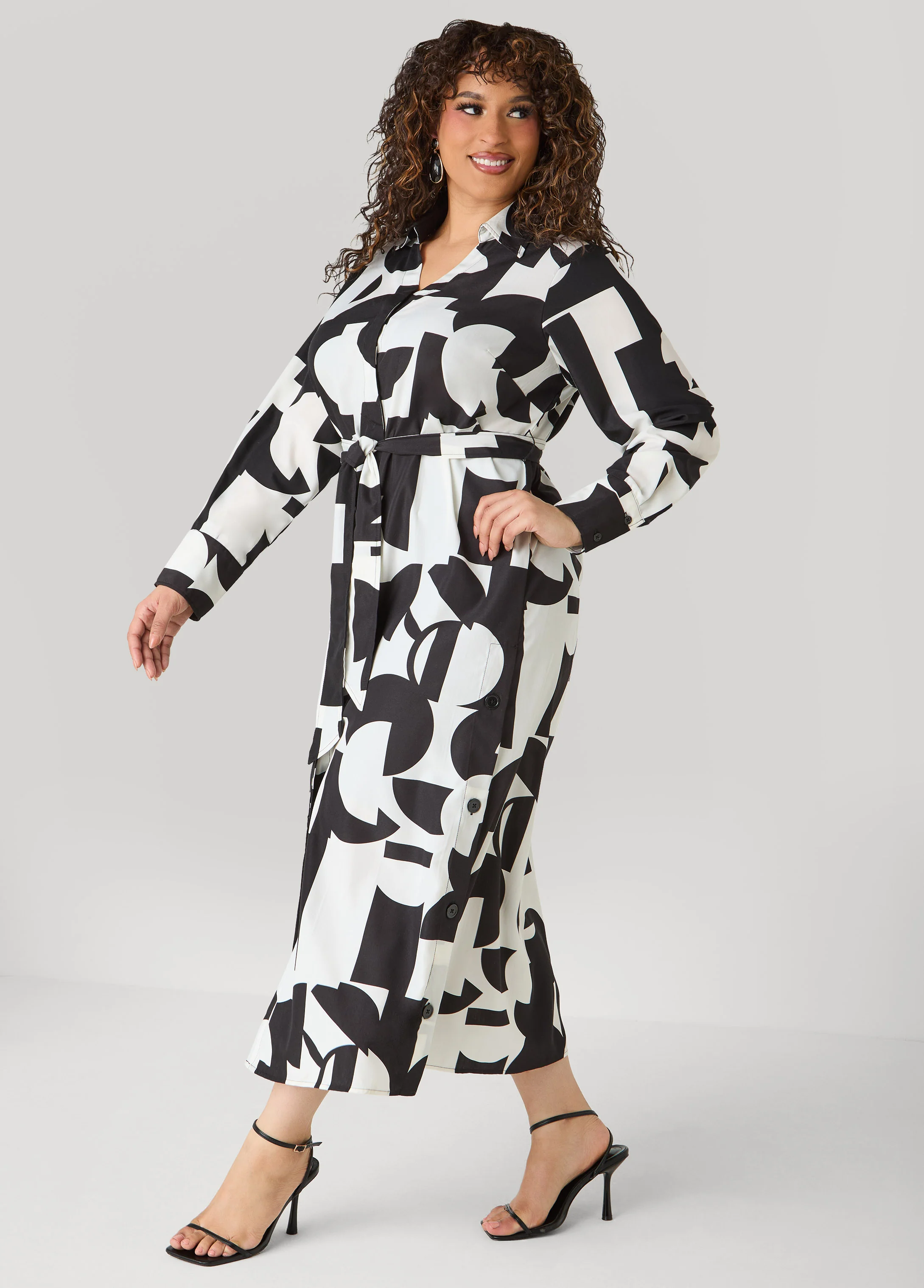 Button Detail Geo Maxi Shirtdress - Image 4