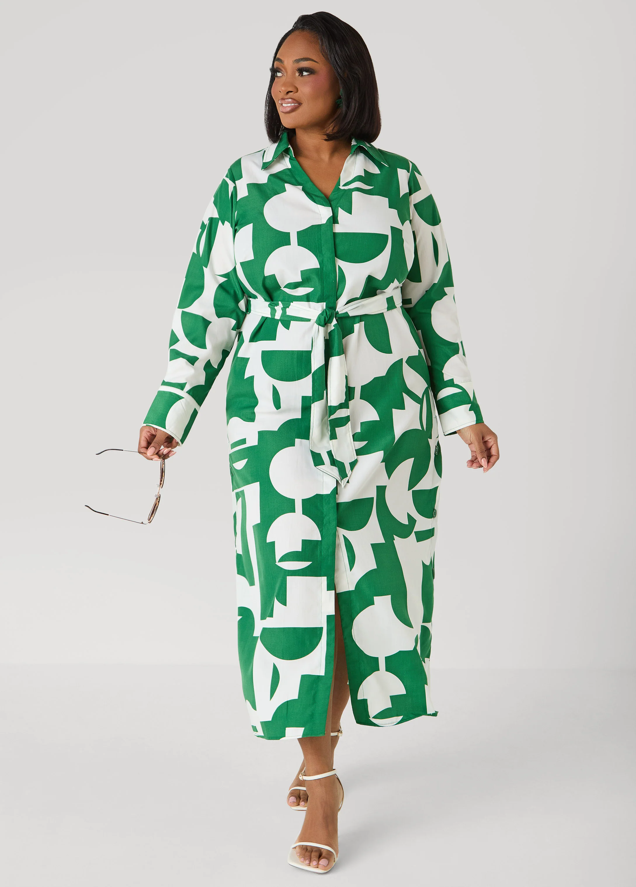 Button Detail Geo Maxi Shirtdress - Image 5